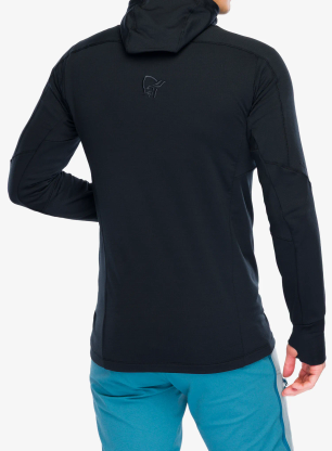Turistická mikina Norrona Falketind Power Grid Hood - caviar black
