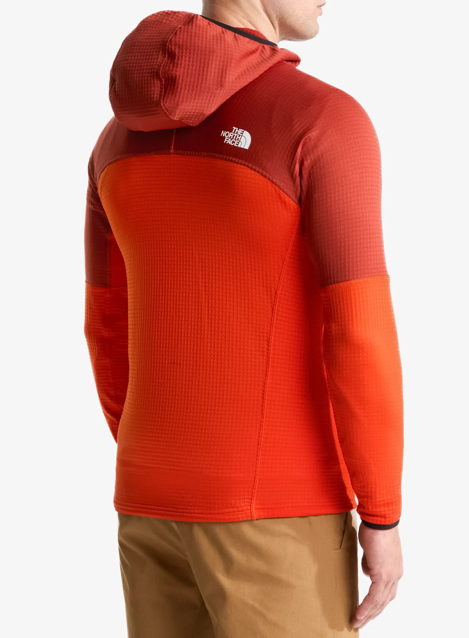 Turistická mikina The North Face Polartec Powergrid Stormgap Hoodie - lava red/iron clay