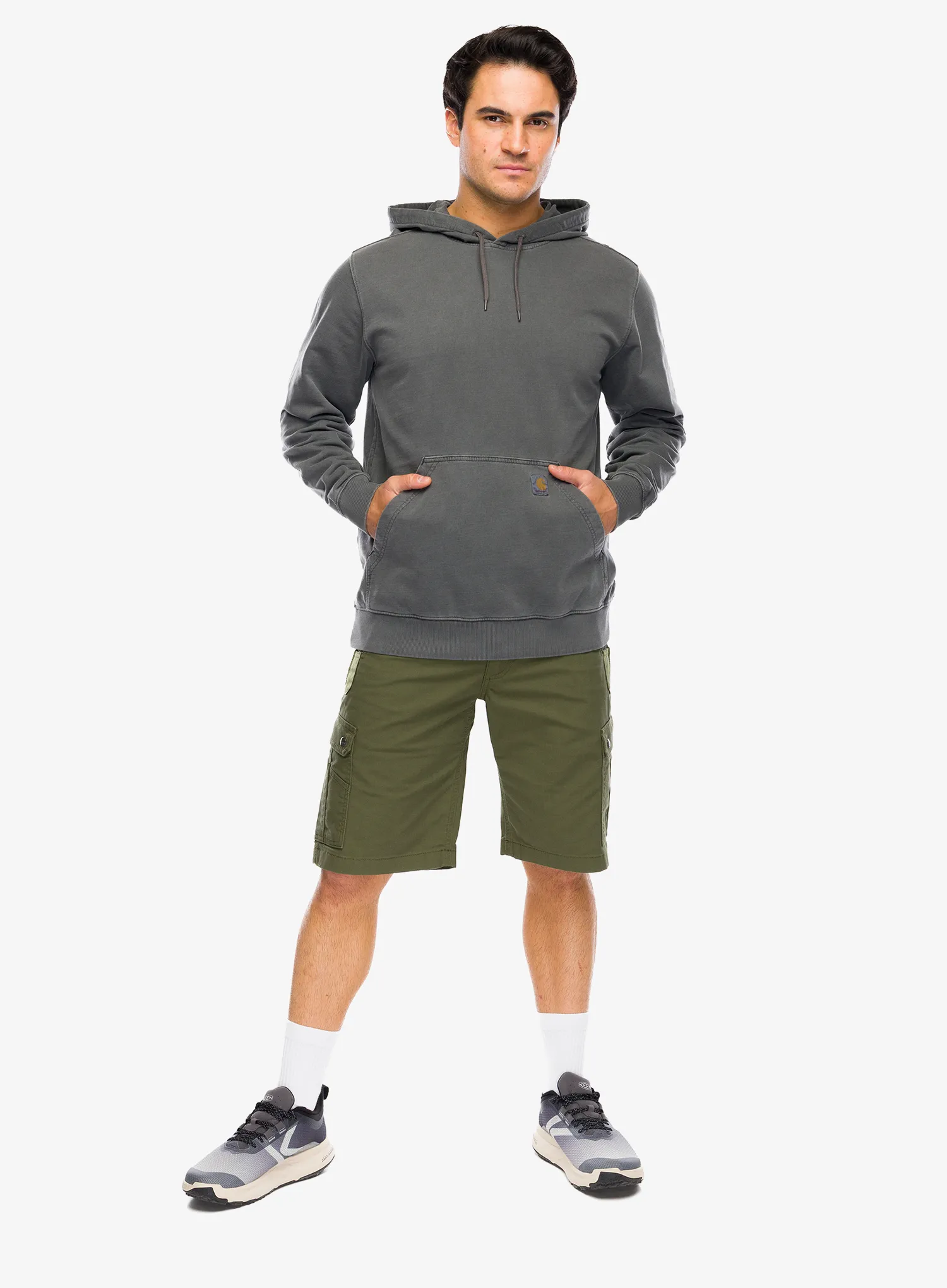Mikina s kapucňou Carhartt Durham Garment Dyed Logo Sweatshirt - shadow