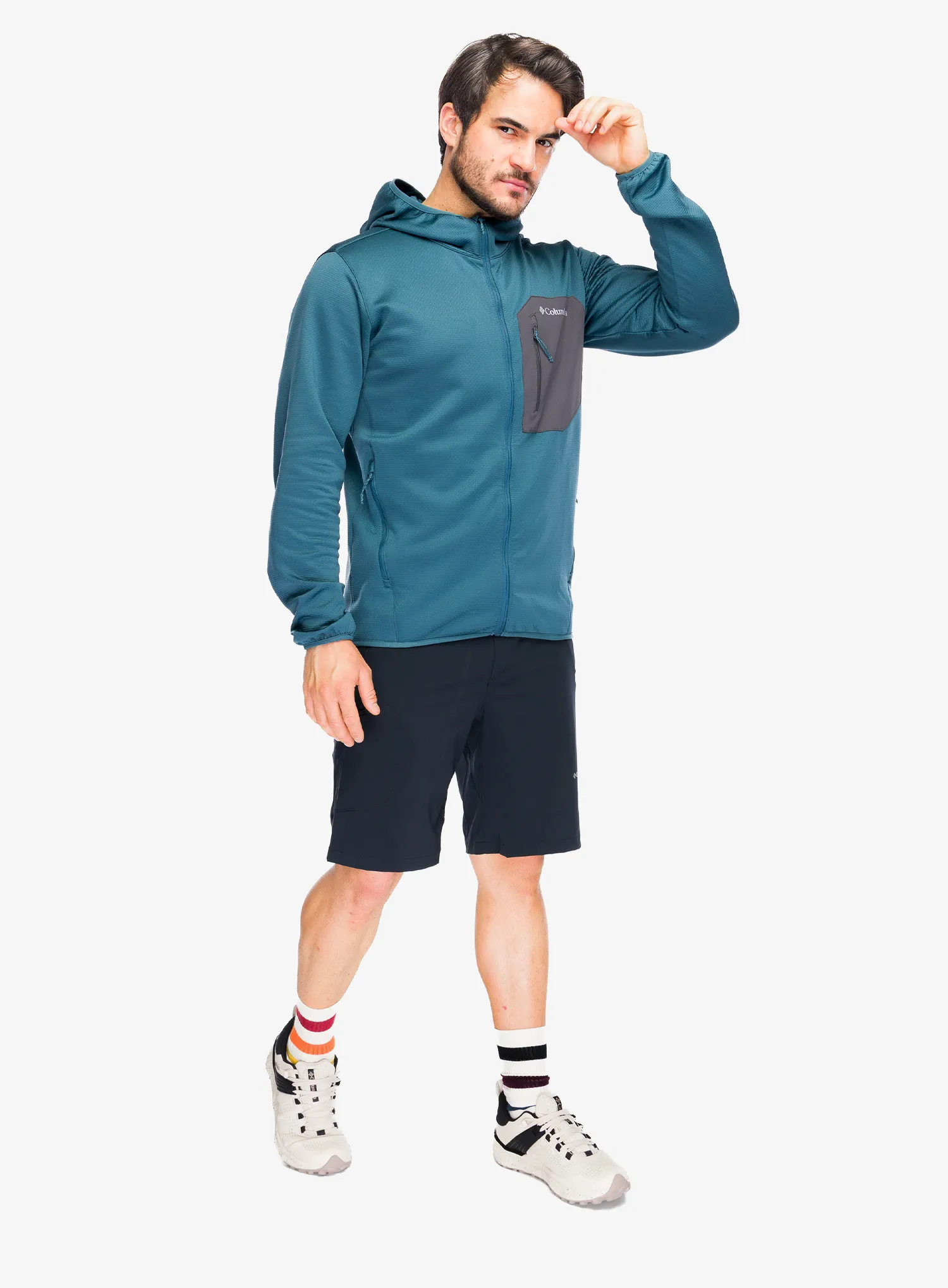 Mikina s kapucňou Columbia Tall Heights Hdd Grid Fleece Full Zip - everblue/shark