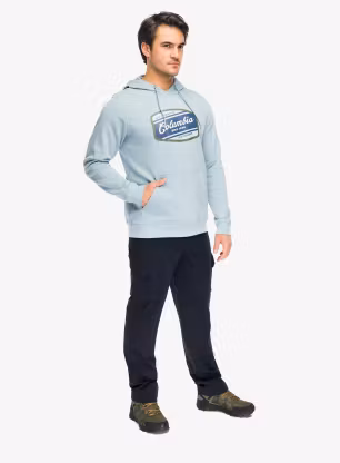 Mikina s kapucňou Columbia Trek Graphic Hoodie - crushed blue/c.badge