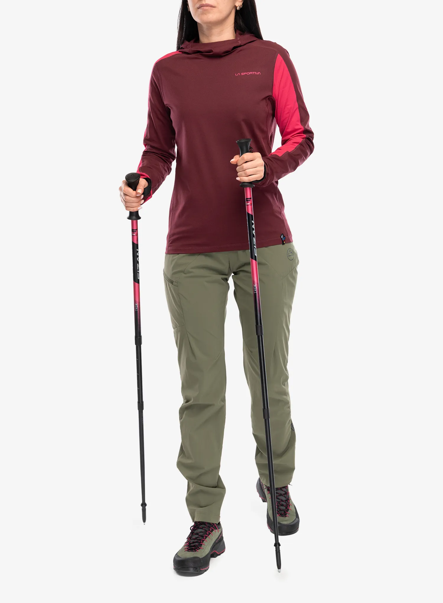 Dámska mikina s kapucňou La Sportiva Cloud Shadow Sun Hoody - redwood/azalea