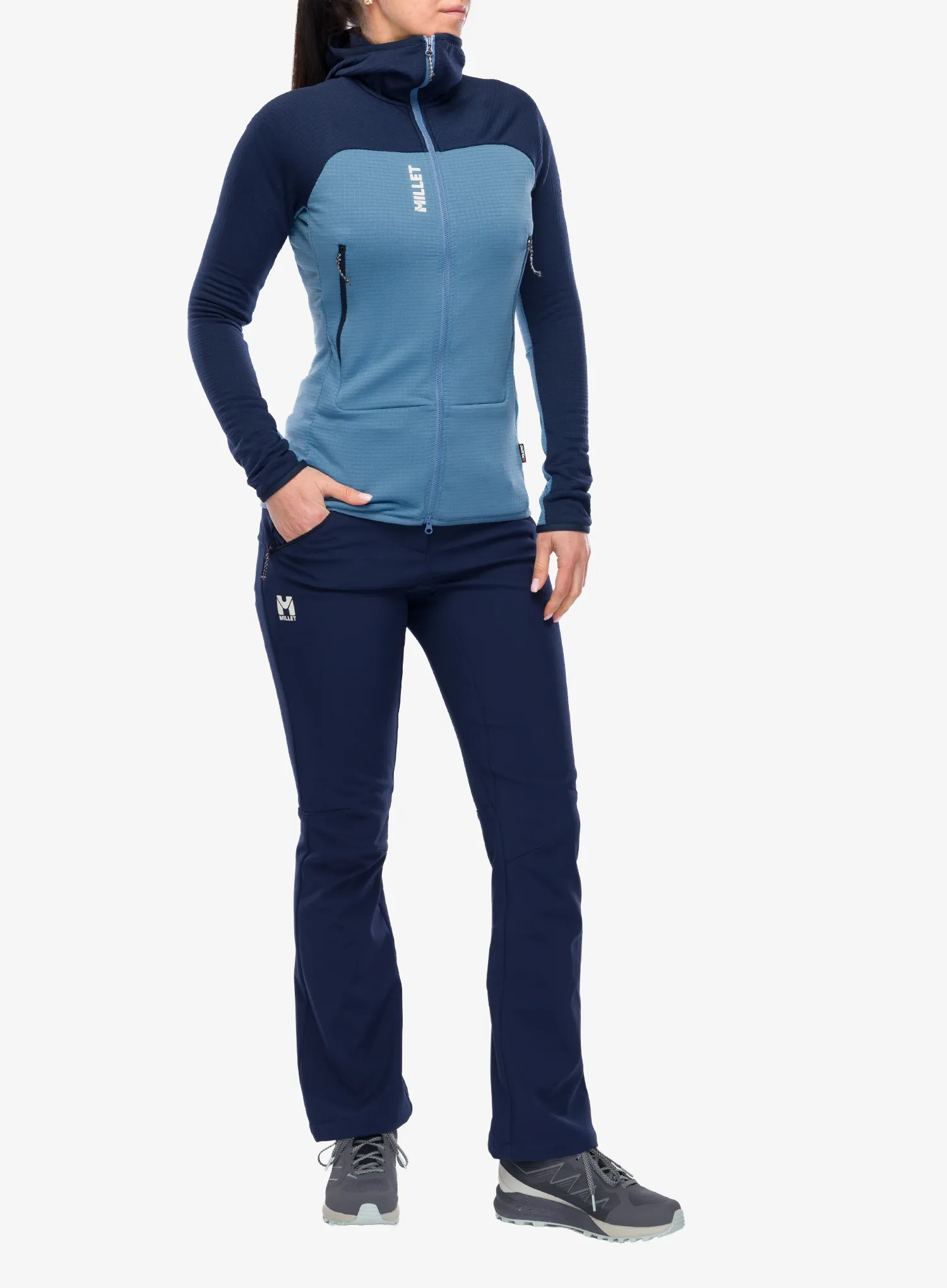 Dámska mikina s kapucňou Millet Fusion Grid Hoodie - coronet blue/saphir