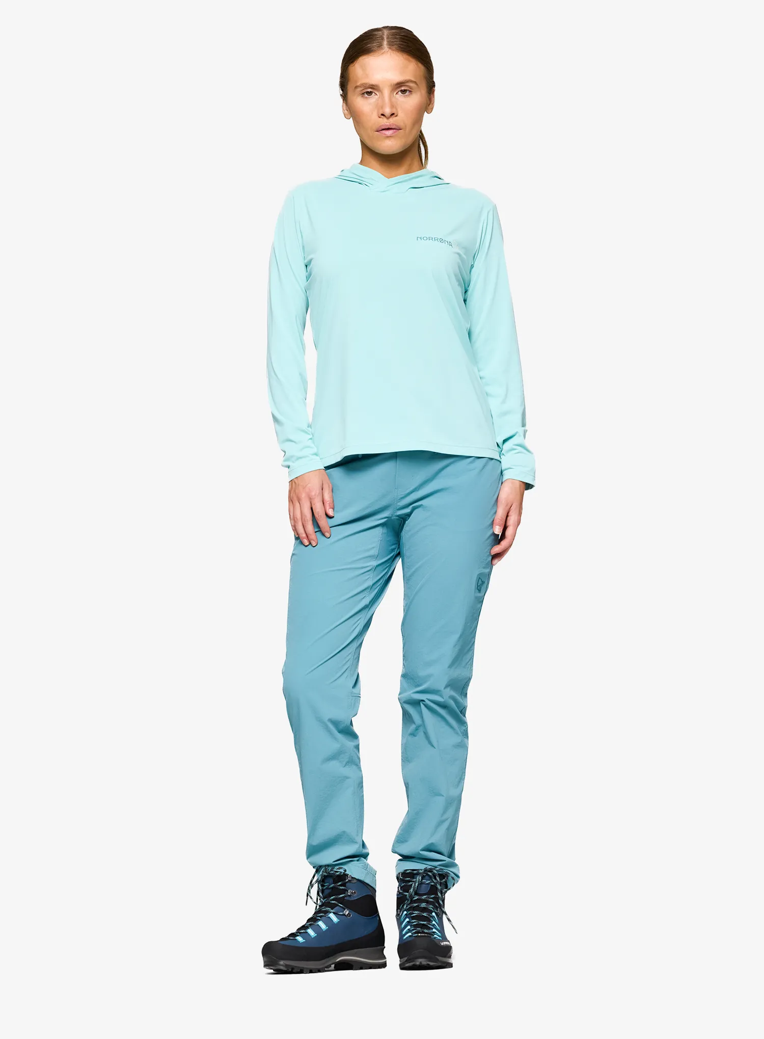 Dámska mikina s kapucňou Norrona Femund Tech Hood - aqua haze