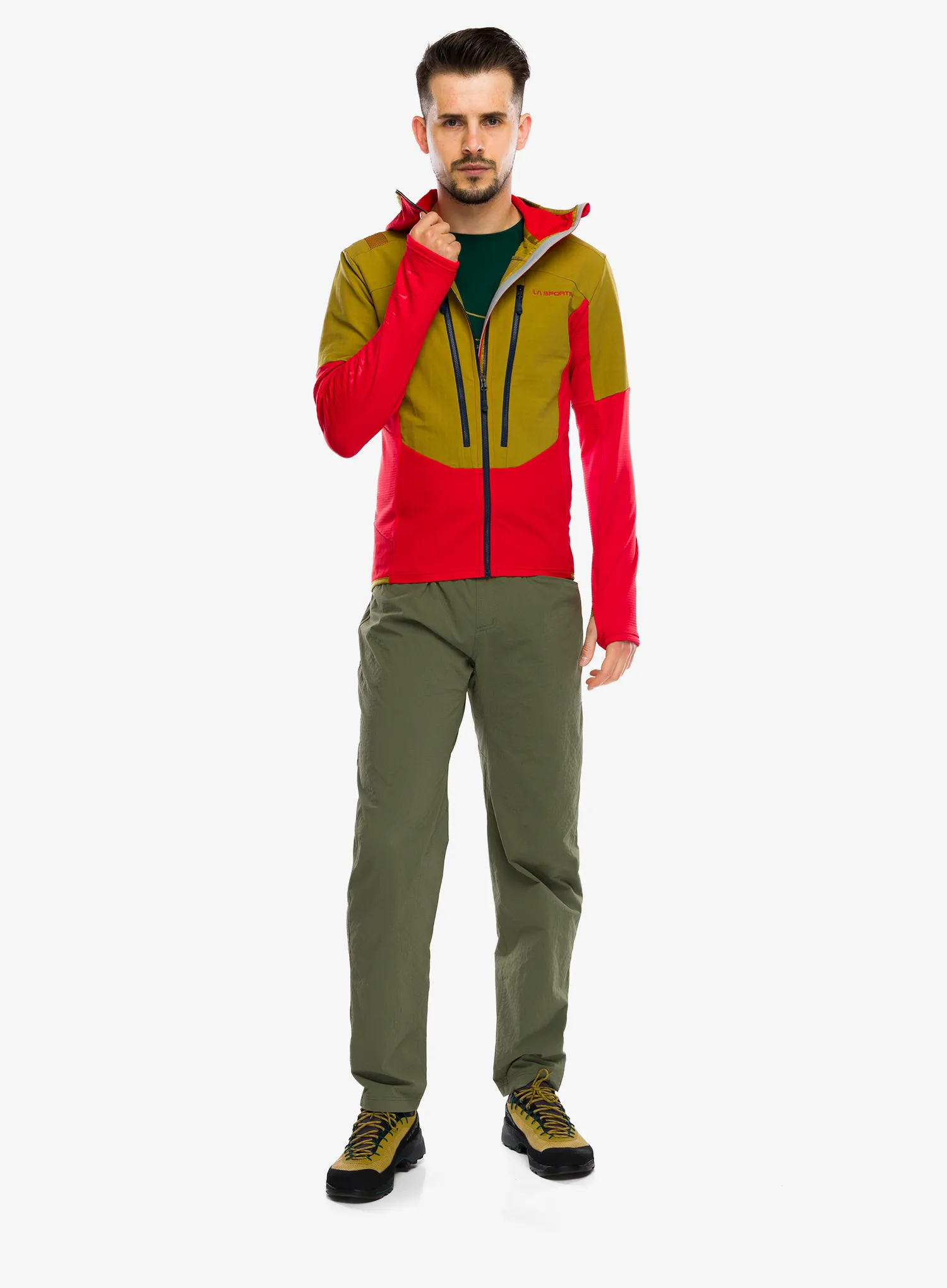 Mikina s kapucňou La Sportiva Session Tech Hoody - savana/mountain red