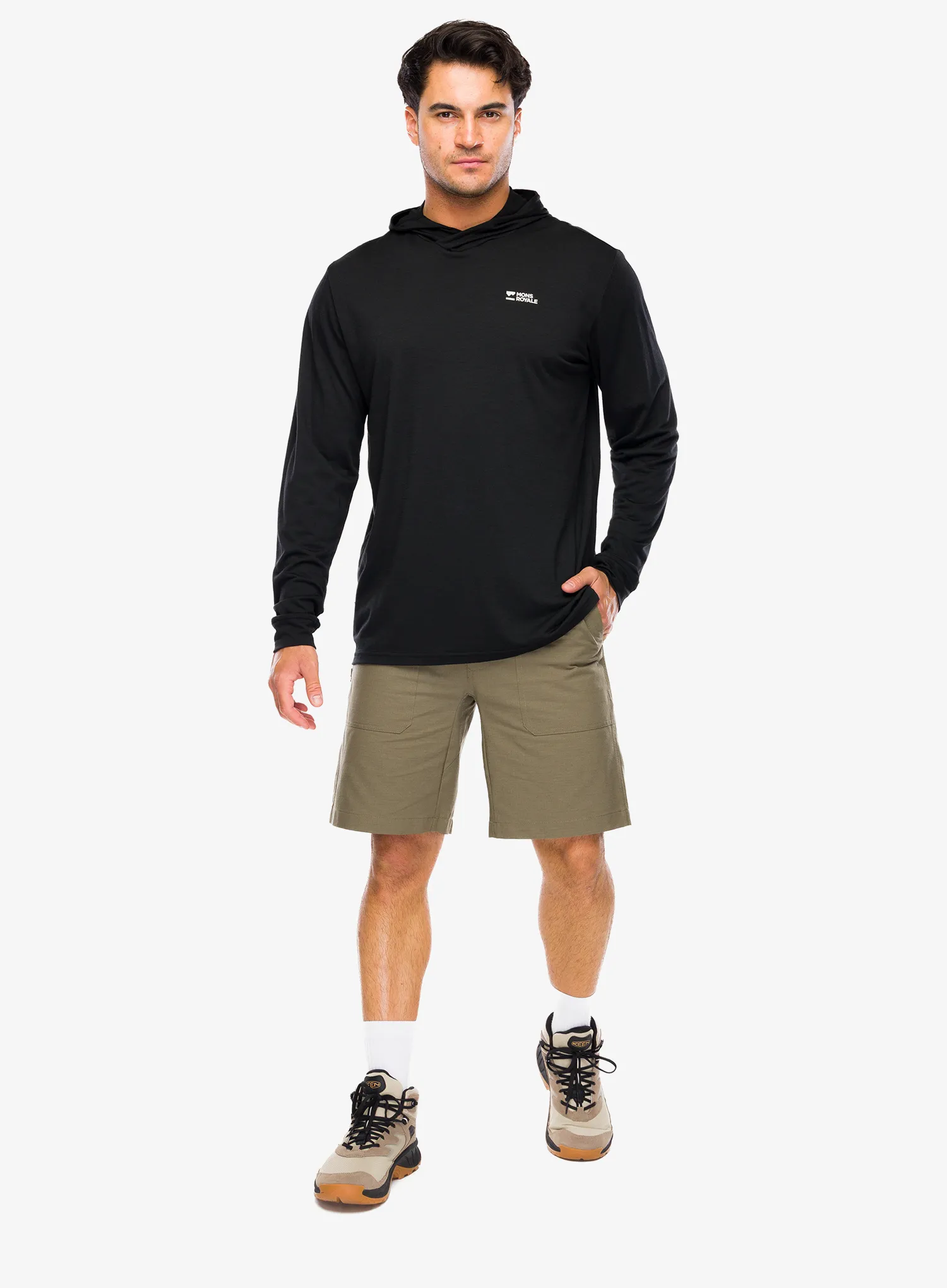 Mikina s kapucňou Mons Royale Pivot Merino Long Sleeve Hood - black