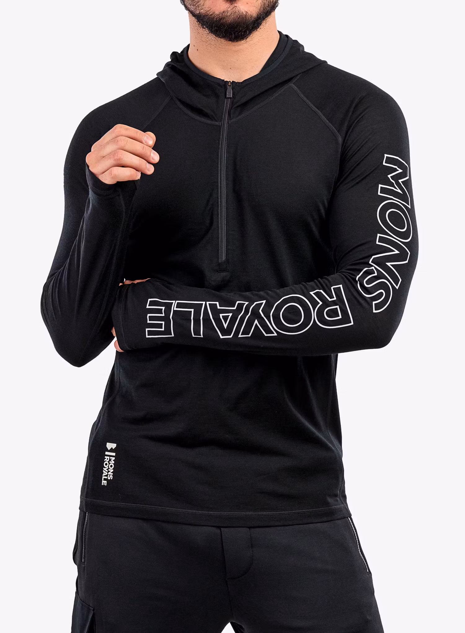 Funkčné tričko Mons Royale Temple Tech Hood - black