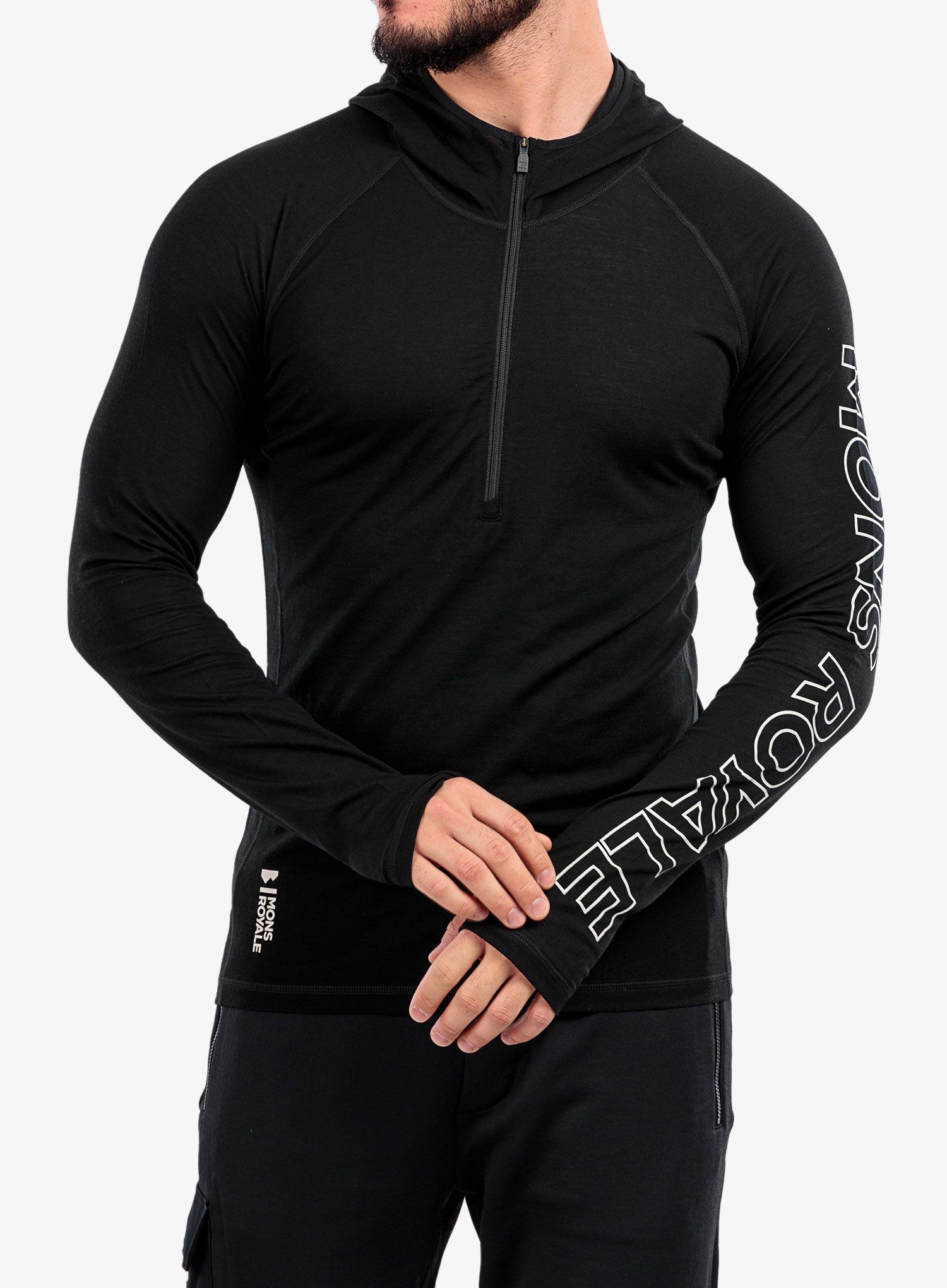 Funkčné tričko Mons Royale Temple Tech Hood - black
