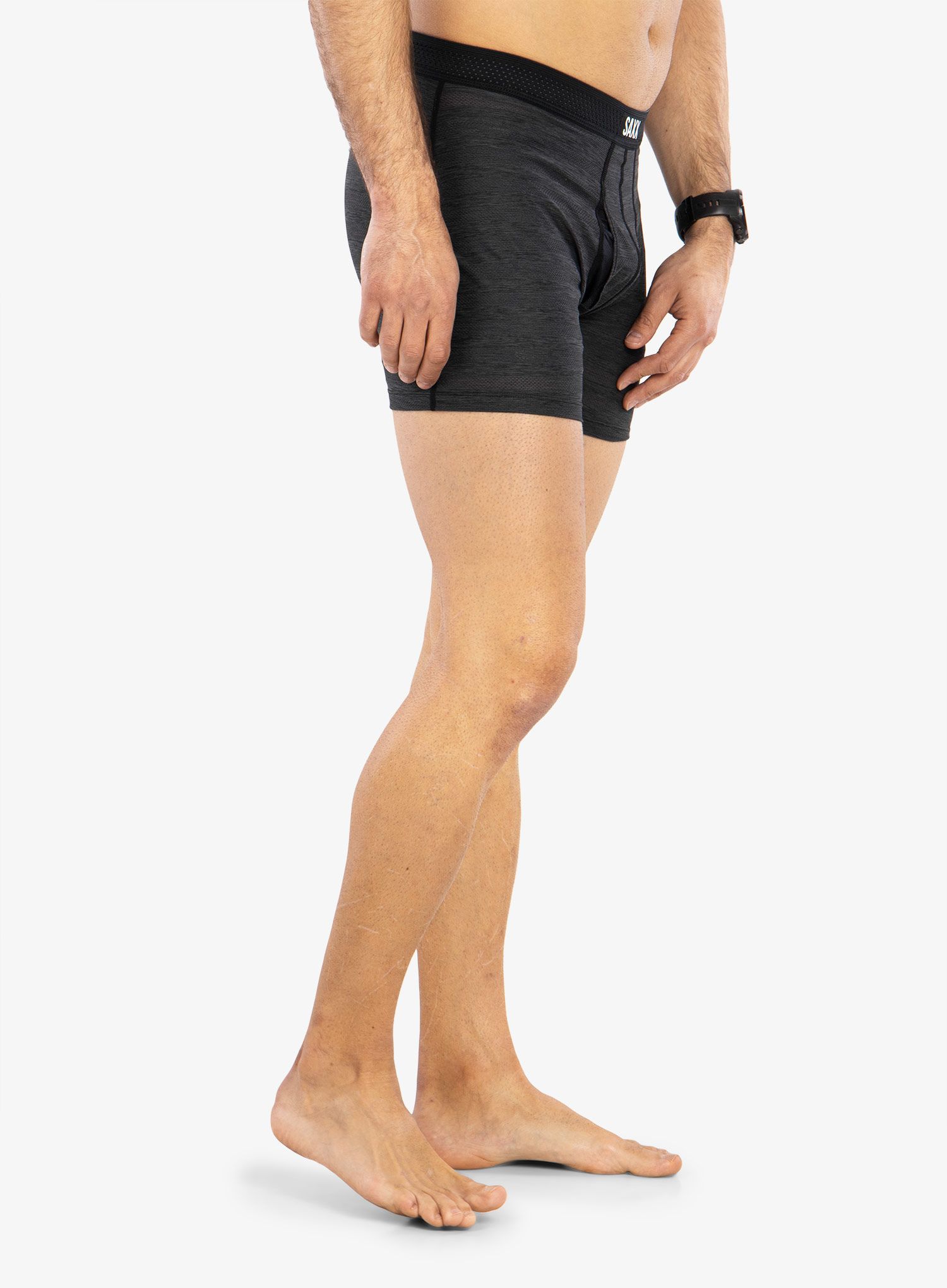 Boxerky Saxx Hot Shot Boxer Brief Fly - black heather