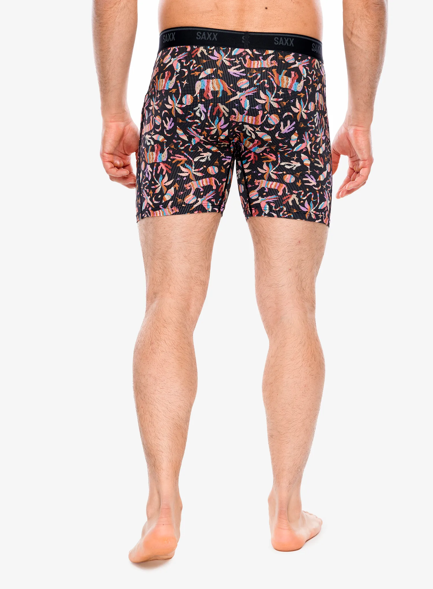 Boxerky Saxx Quest Quick-Dry Mesh Boxer Brief Fly - adobe zoo/black