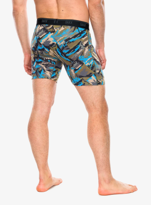 Boxerky Saxx Quest Quick-Dry Mesh Boxer Brief Fly - prism peaks/cargo grey
