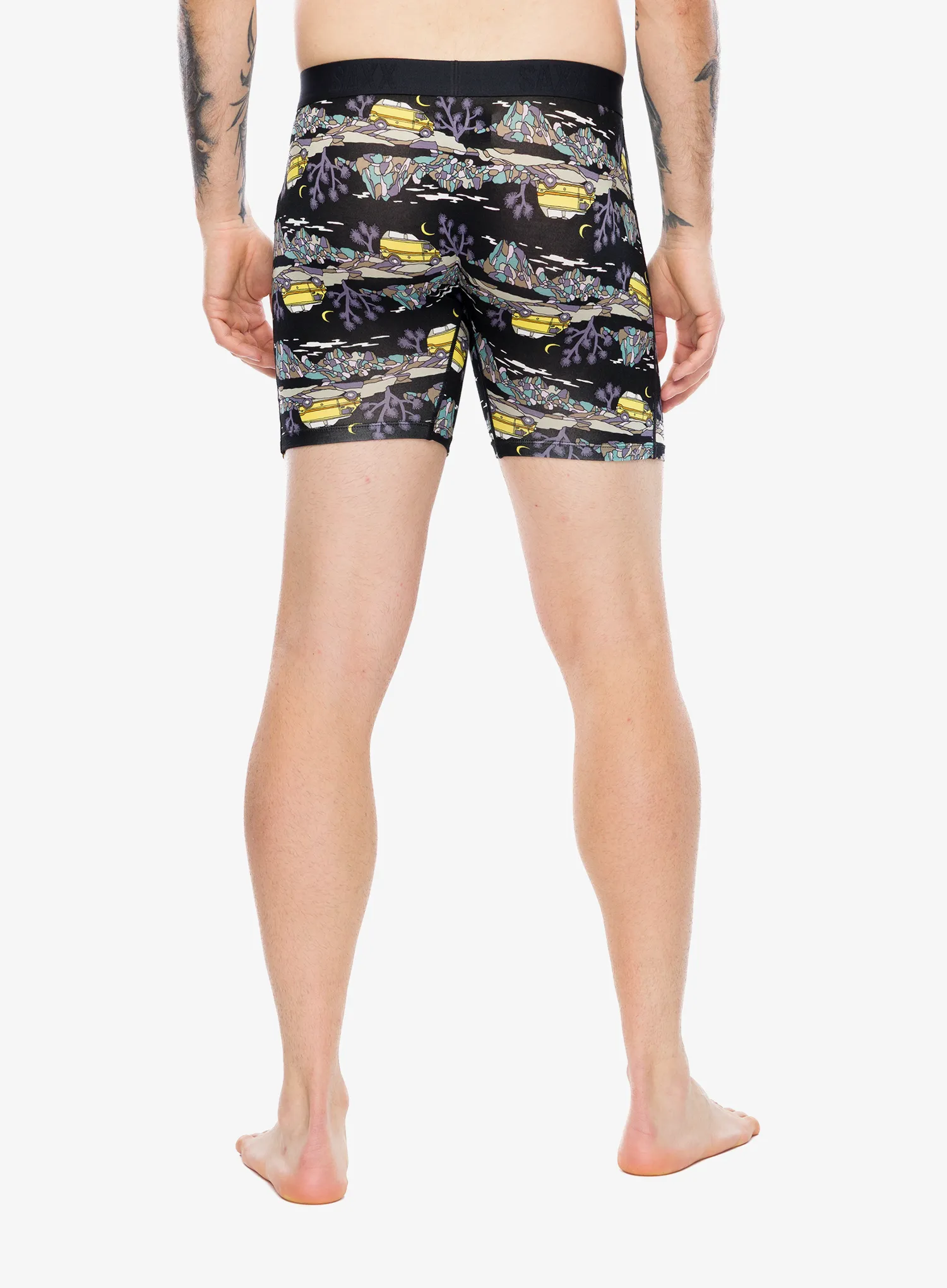Boxerky Saxx Vibe Xtra Soft Comfort Boxer Brief Fly - escape to joshua/black