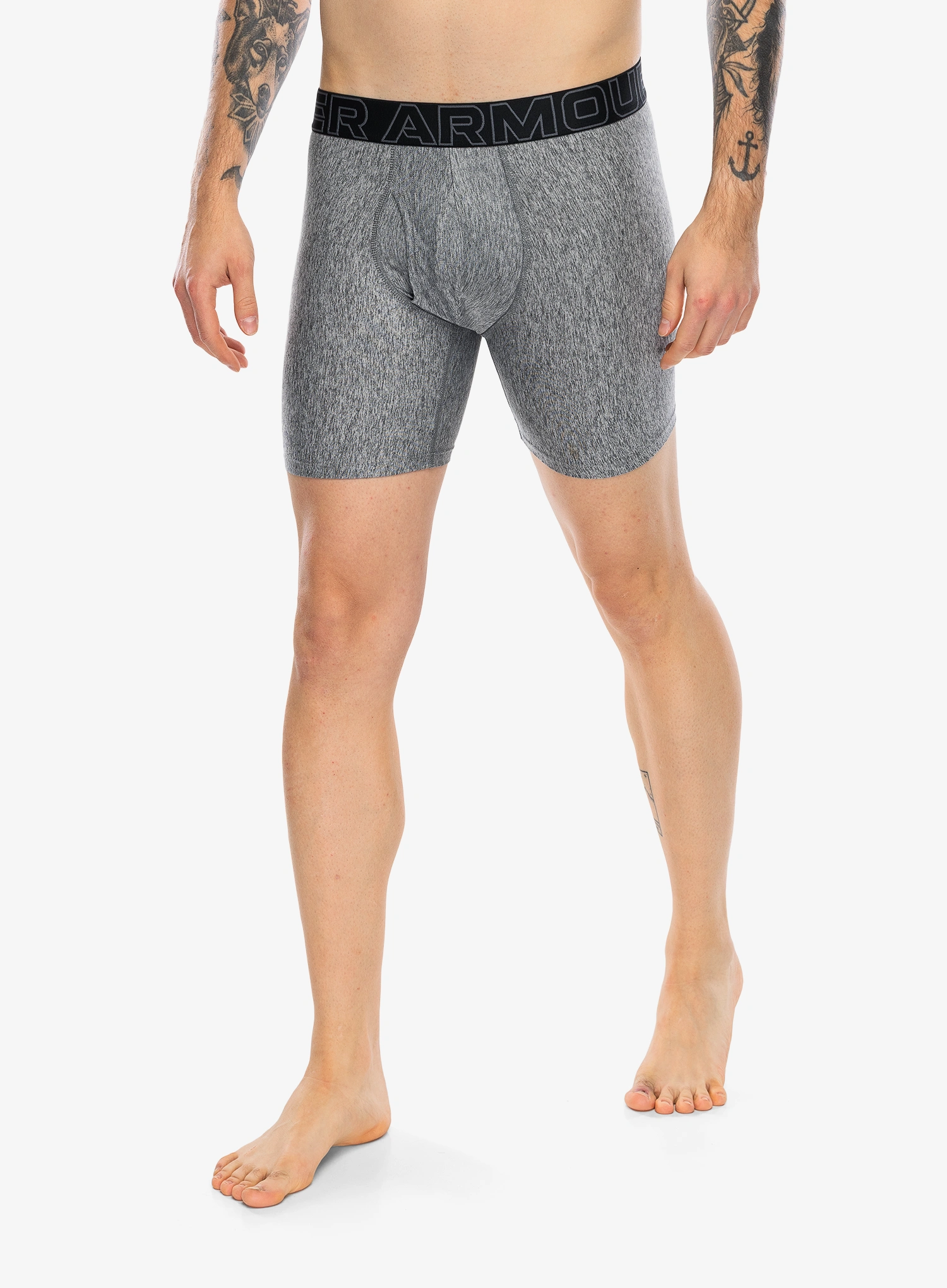 Boxerky Under Armour Performance Tech Print 6in 3PK - black/black/castlerock htr