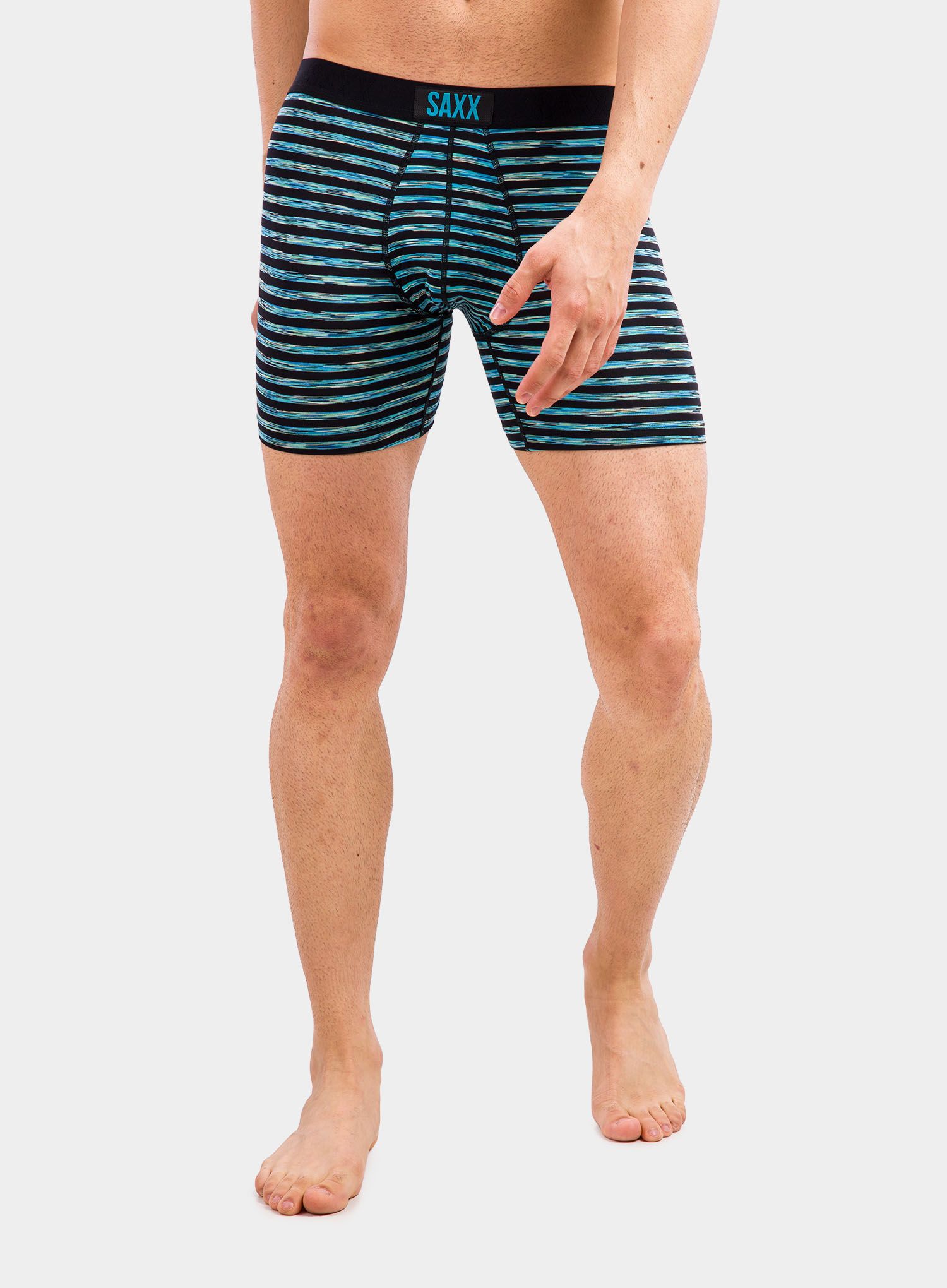 Boxerky SAXX Vibe Boxer Modern Fit - black space hiker stripe