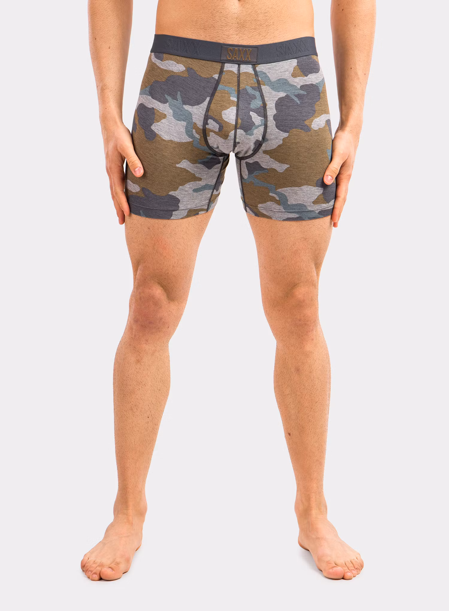 Boxerky SAXX Vibe Boxer Modern Fit - grey supersize camo