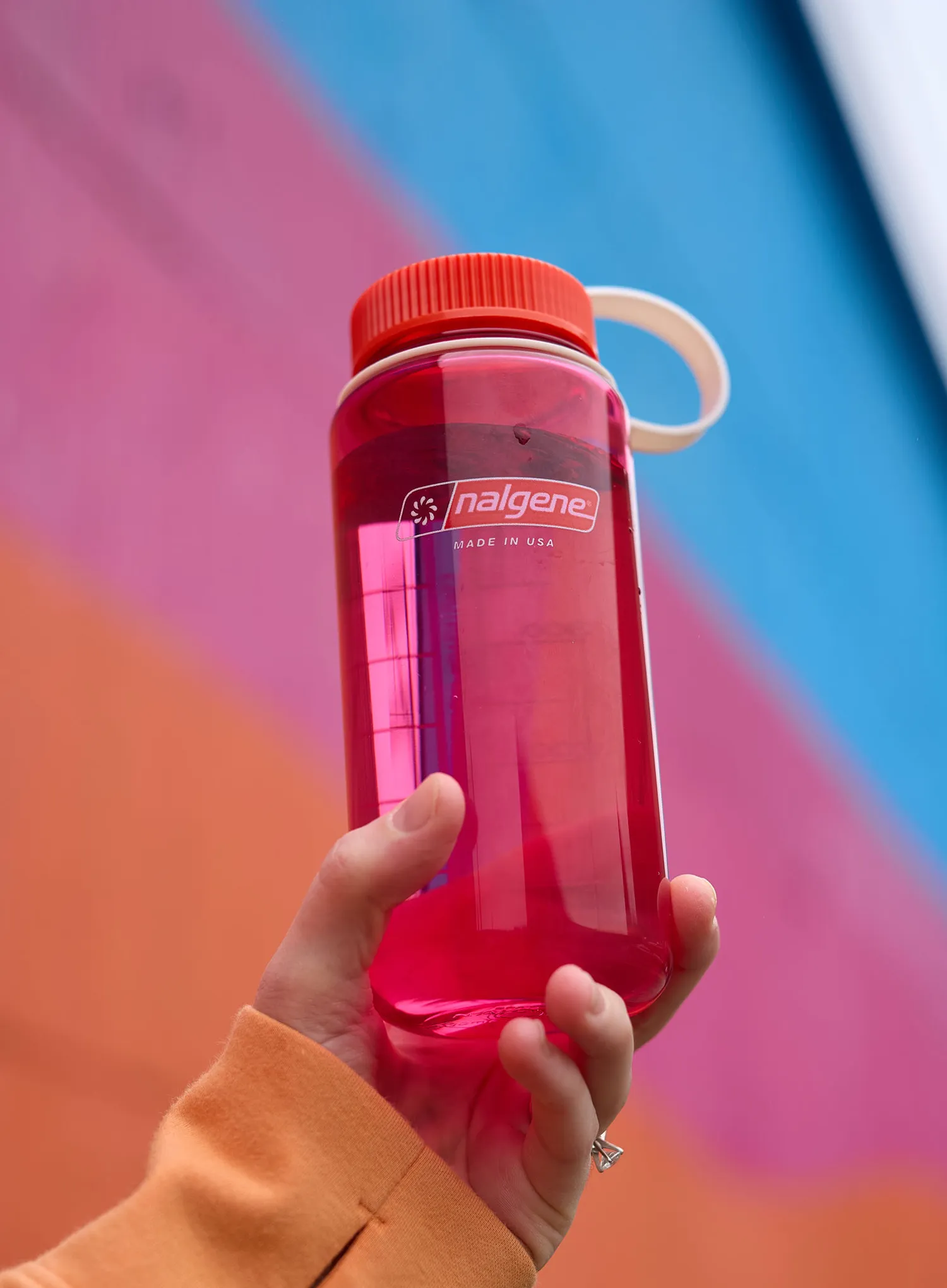 Turistická fľaša Nalgene 16 oz Wide Mouth Thrill and Motion (473 ml) - fuchsia purple with flame