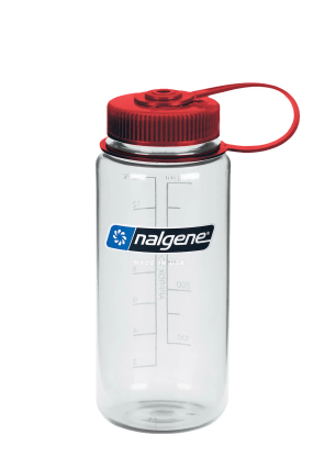 Turistická fľaša Nalgene Sustain Wide Mouth 16 oz (473 ml) - clear/red