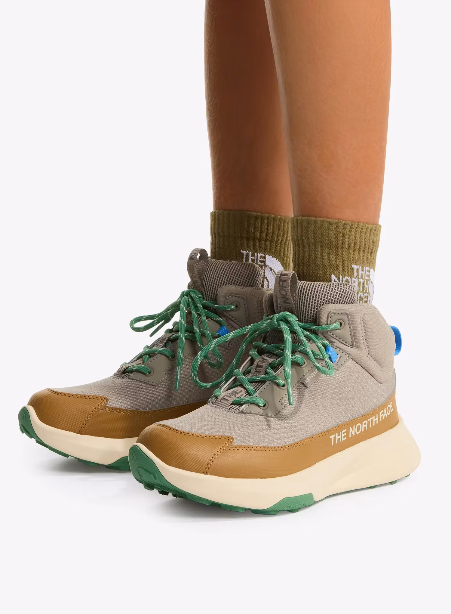 Detské topánky The North Face Fastpack II Mid WP - stone slab/algae