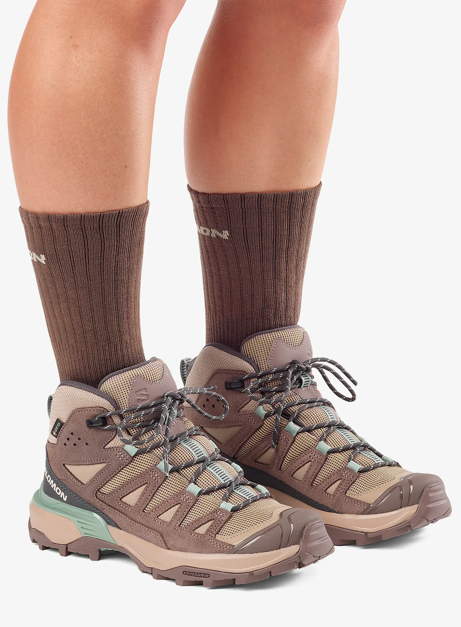 Turistické topánky dámske Salomon X Ultra 360 LTR Mid GTX - desert tan/iron/green
