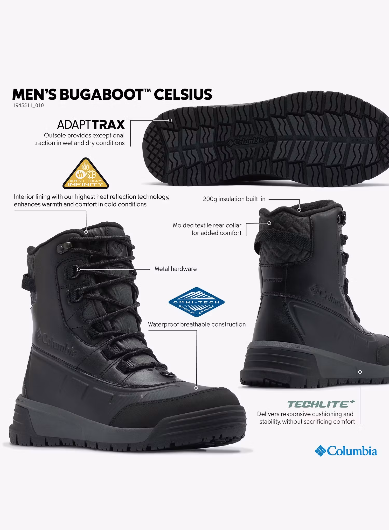 Pánske zimné topánky Columbia Bugaboot Celsius - black/shark