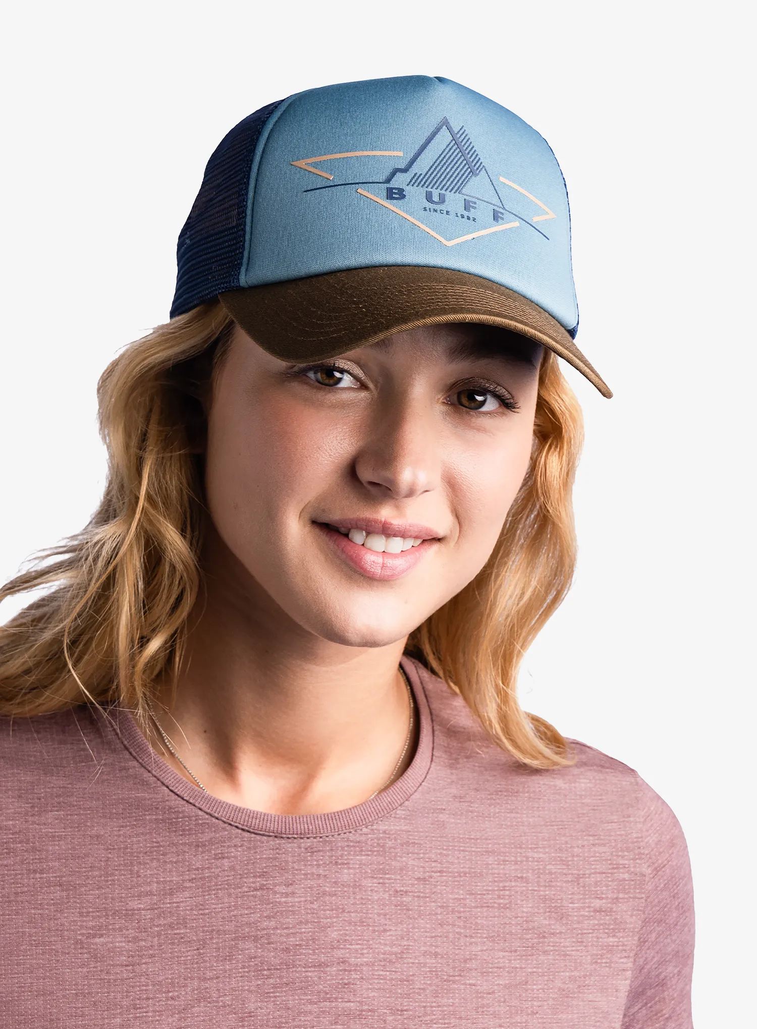 Šiltovka Buff Trucker Cap - brak stone blue