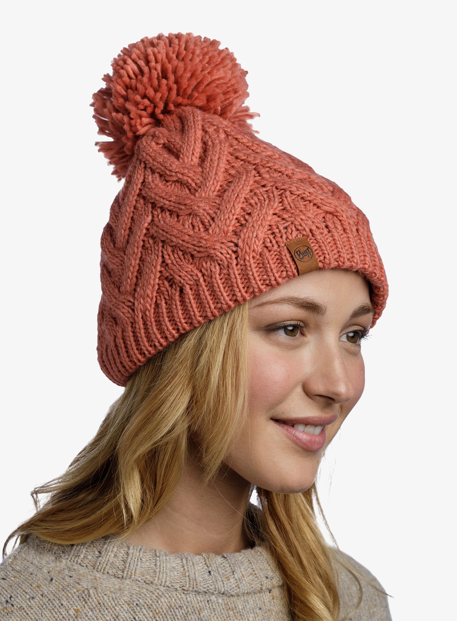 Dámska zimná čiapka Buff Knitted&Fleece Beanie Caryn - crimson