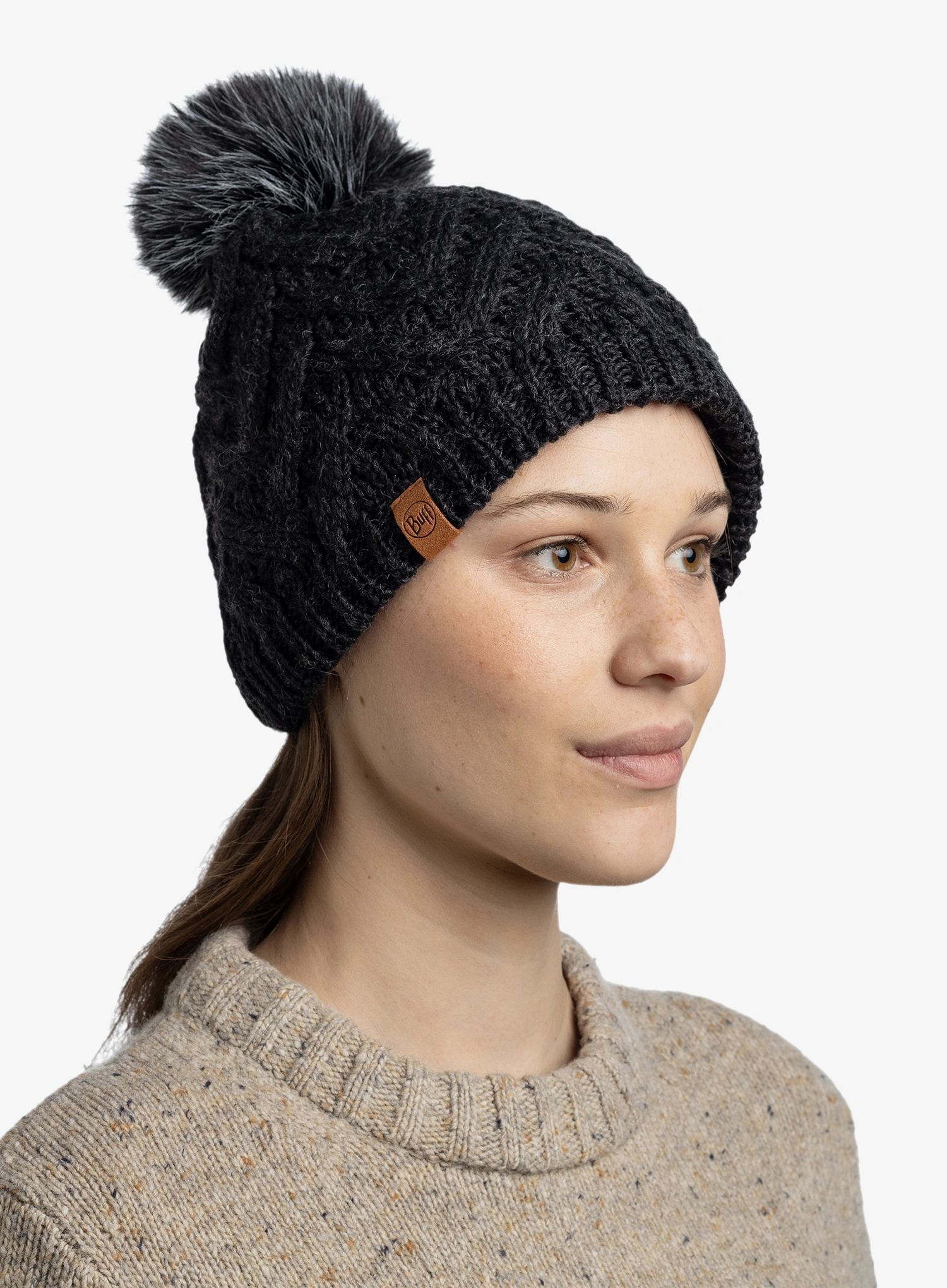 Dámska zimná čiapka Buff Knitted&Fleece Beanie Caryn - graphite
