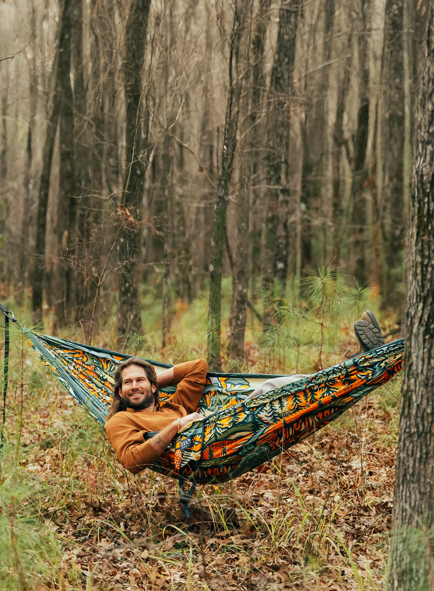 Hojdacia sieť pre dvoch ENO DoubleNest Print - Giving Back Hammock - keep it wild/spruce