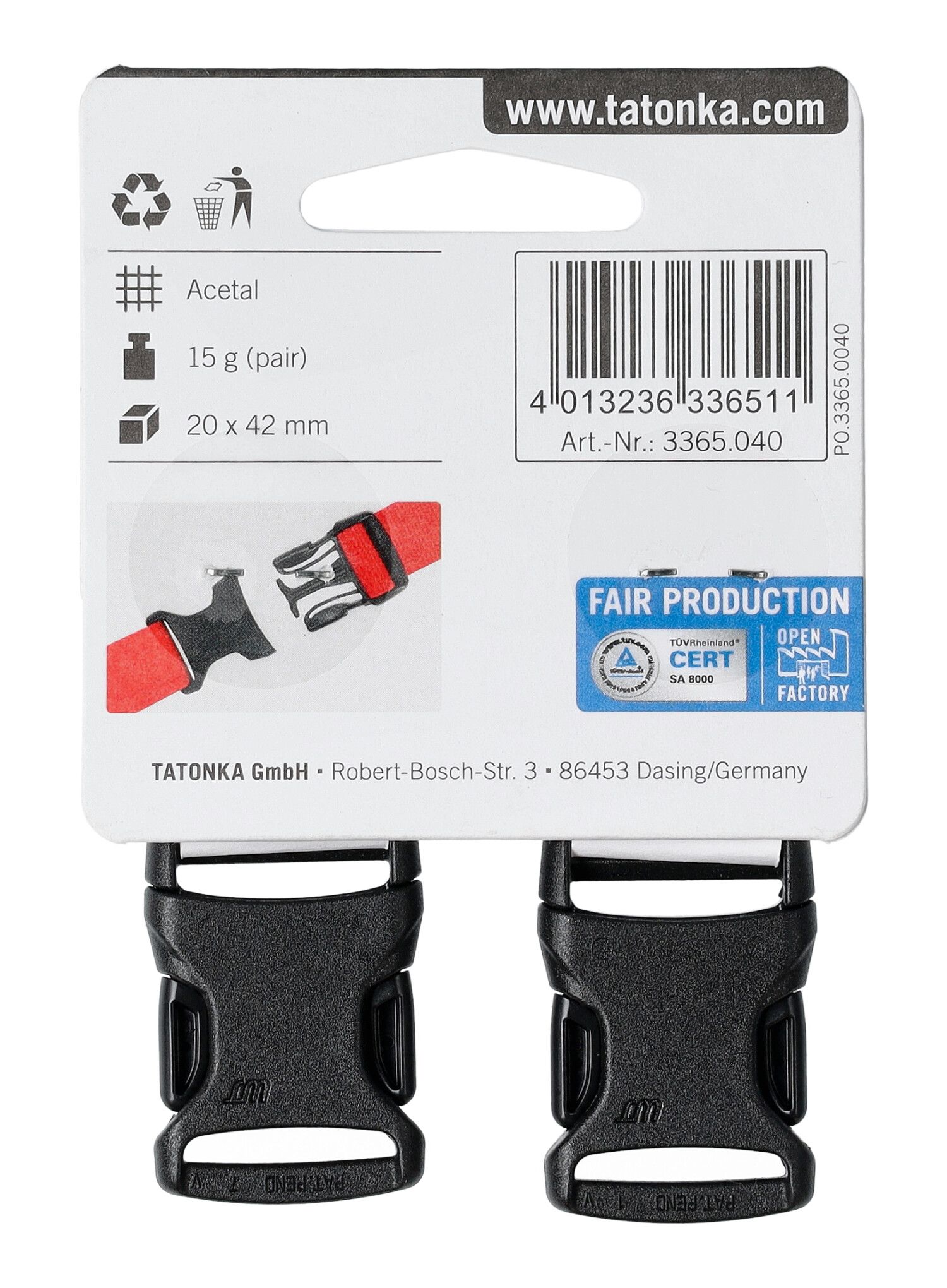 Pracka Tatonka SR-Buckle 20 mm - black