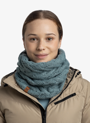 Nákrčník dámsky Buff Knitted&Fleece Neckwarmer Caryn - blue glass