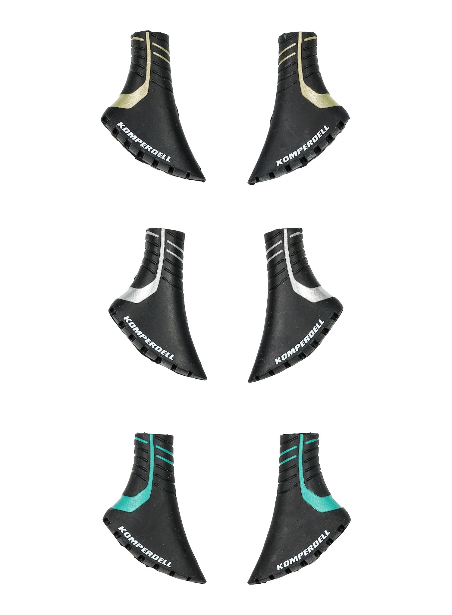 Koncovky na paličky Komperdell Nordic Walking Pad 3Pack - black/gold/silver/mint