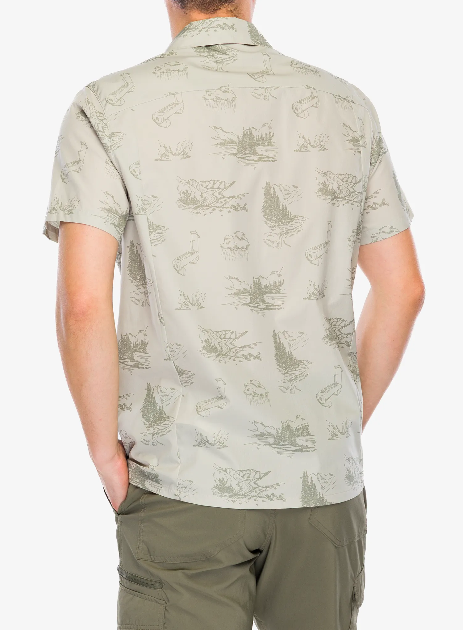 Turistická košeľa Odlo Essential S/S Print Shirt S/S - agate gray