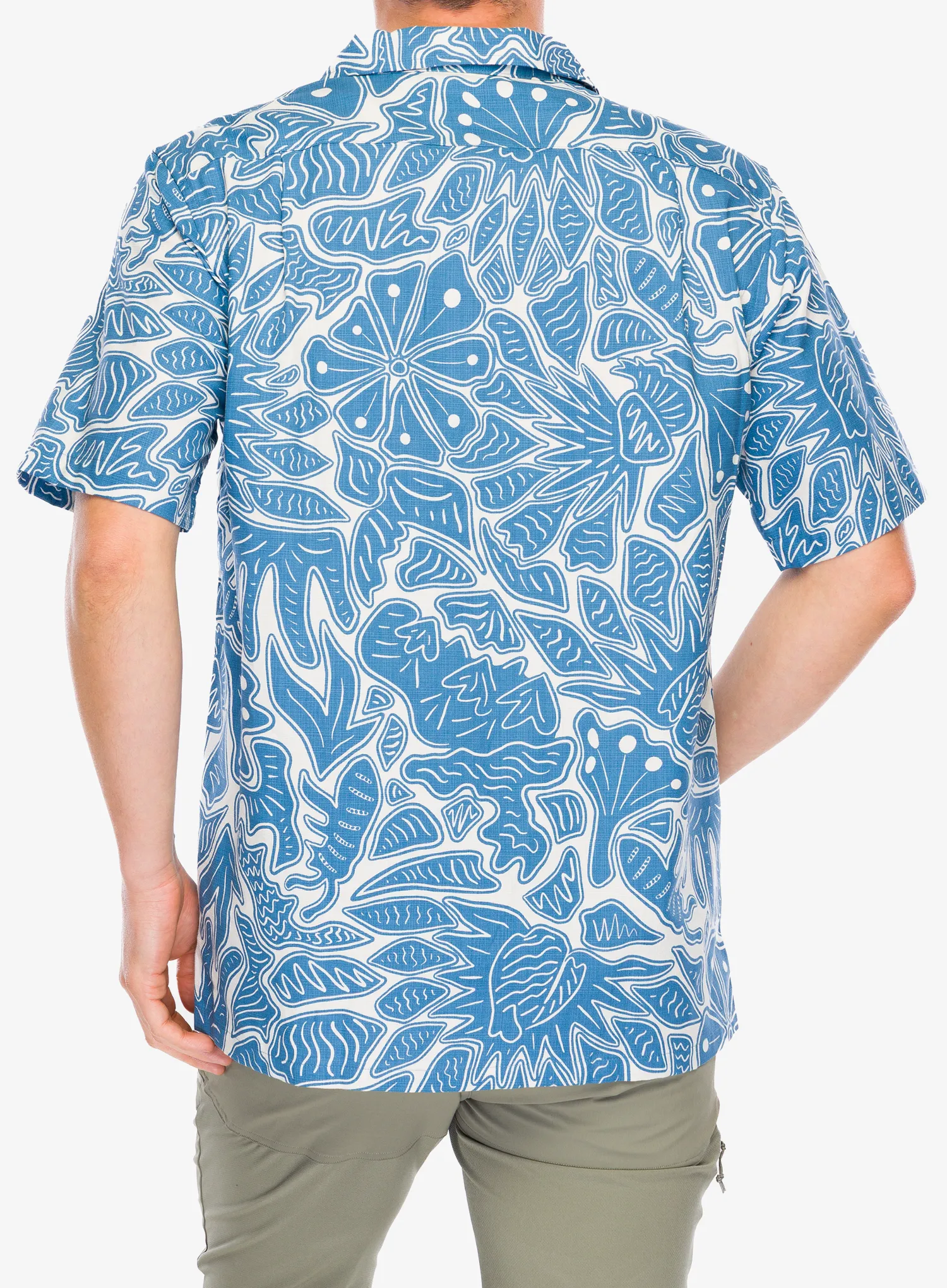 Turistická košeľa Patagonia Tropical Island Camp Shirt - bees and flowers/still blue