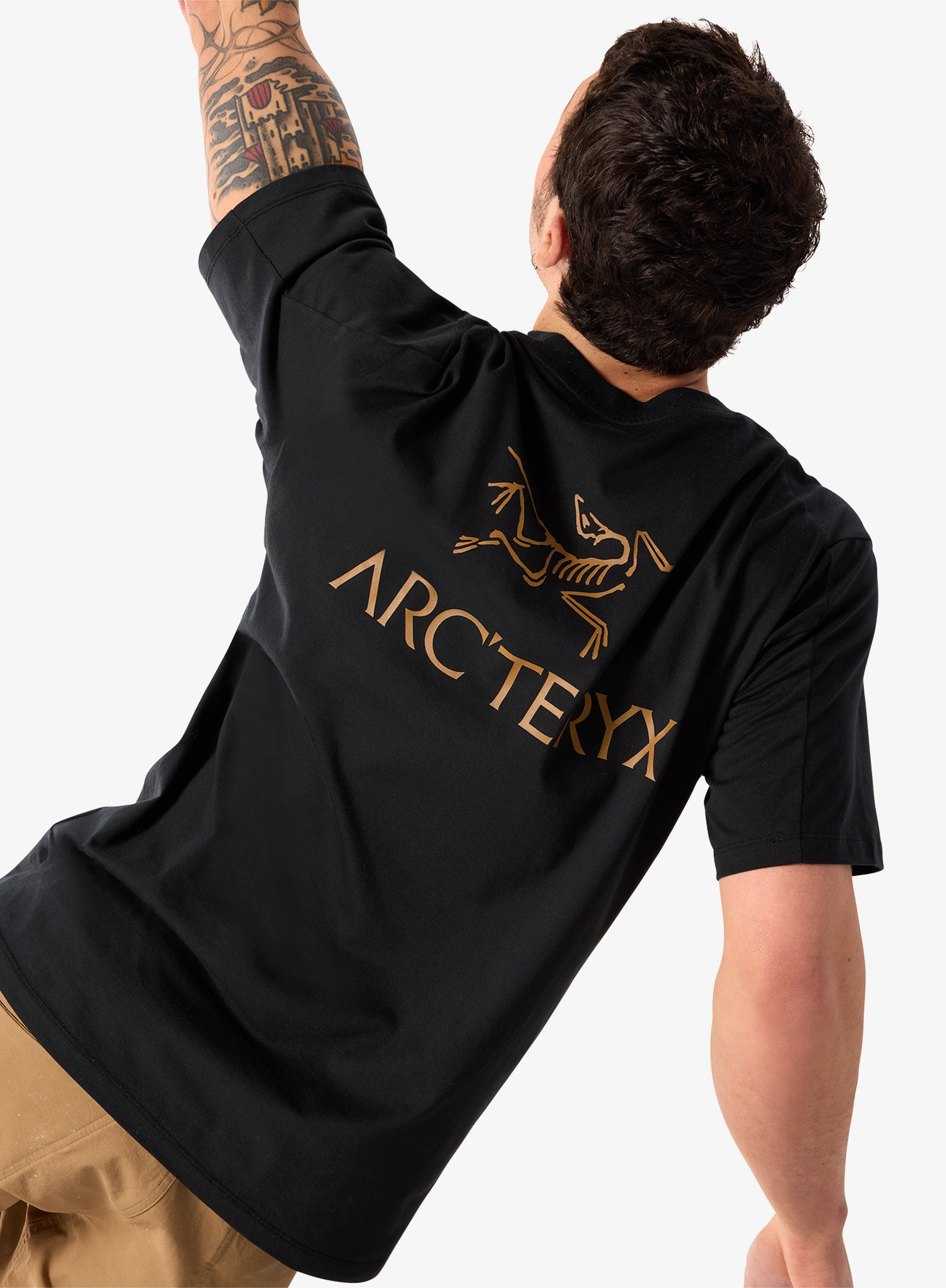 Bavlnené tričko Arcteryx Kragg SL Cotton Bird Word SS - 24k black