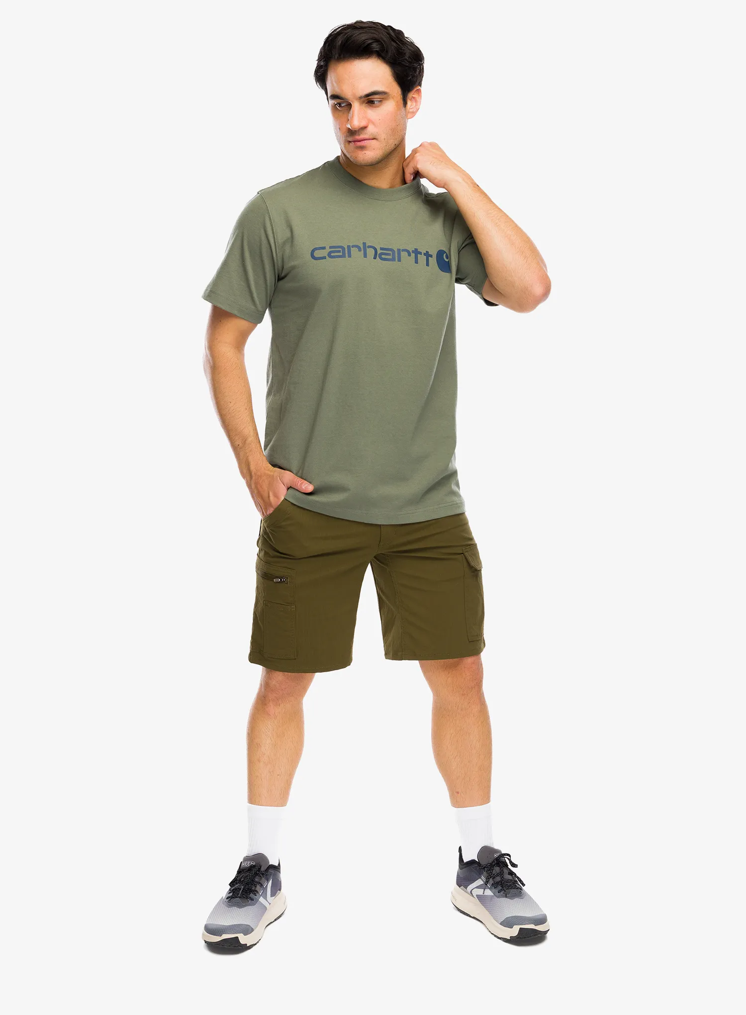 Bavlnené tričko Carhartt Dearborn Relaxed Logo T-Shirt - dusty olive