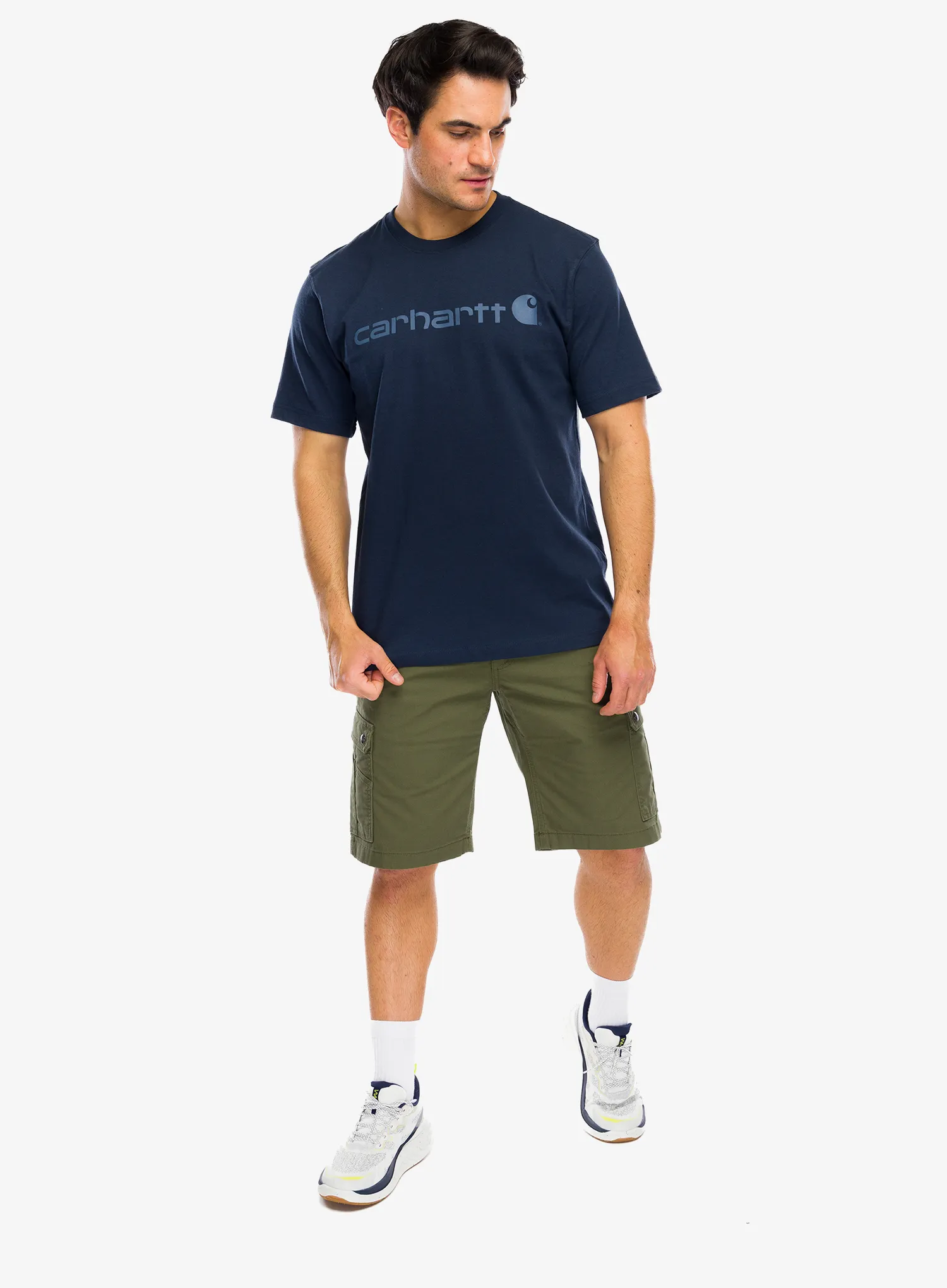 Bavlnené tričko Carhartt Dearborn Relaxed Logo T-Shirt - navy/dark blue