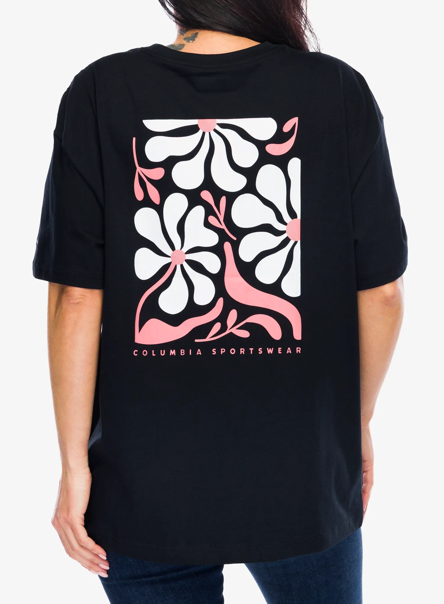 Bavlnené tričko dámske Columbia Rolling Bend Graphic Oversized Tee - black/floral fun