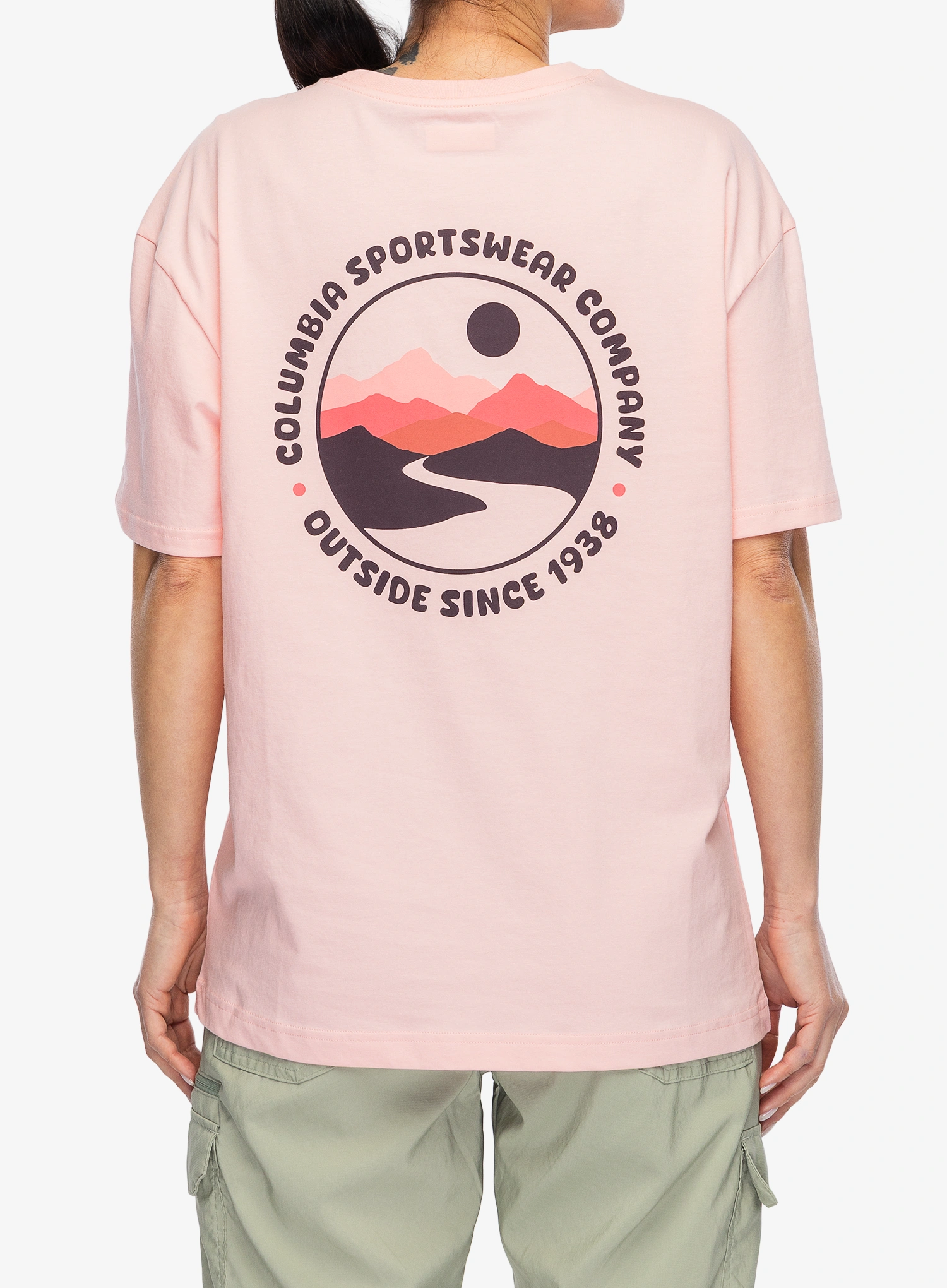 Bavlnené tričko dámske Columbia Rolling Bend Graphic Oversized Tee - pink sand/bubbly scoped view