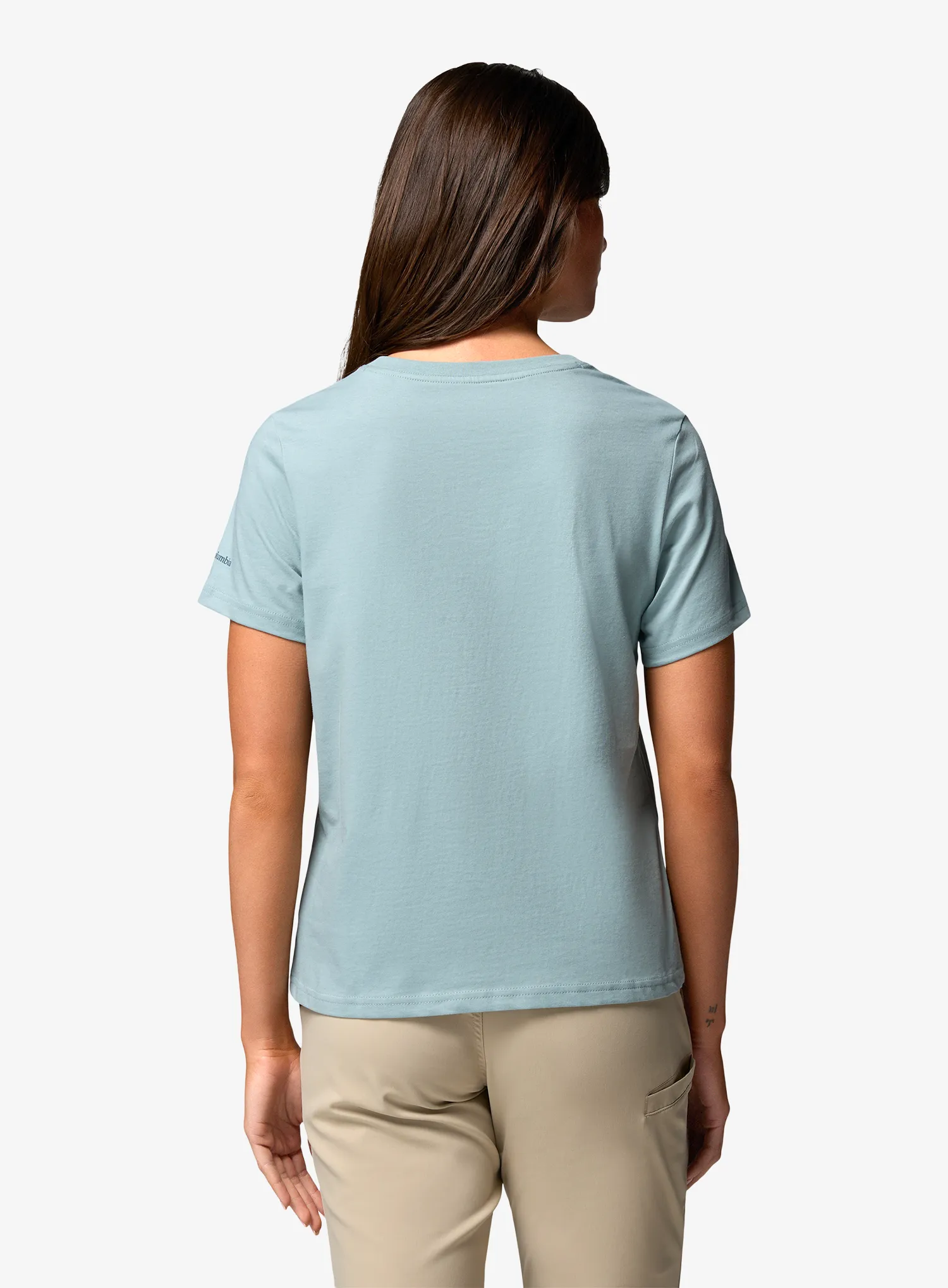 Bavlnené tričko dámske Columbia Rolling Bend Graphic S/S - crushed blue/stacked gem mini