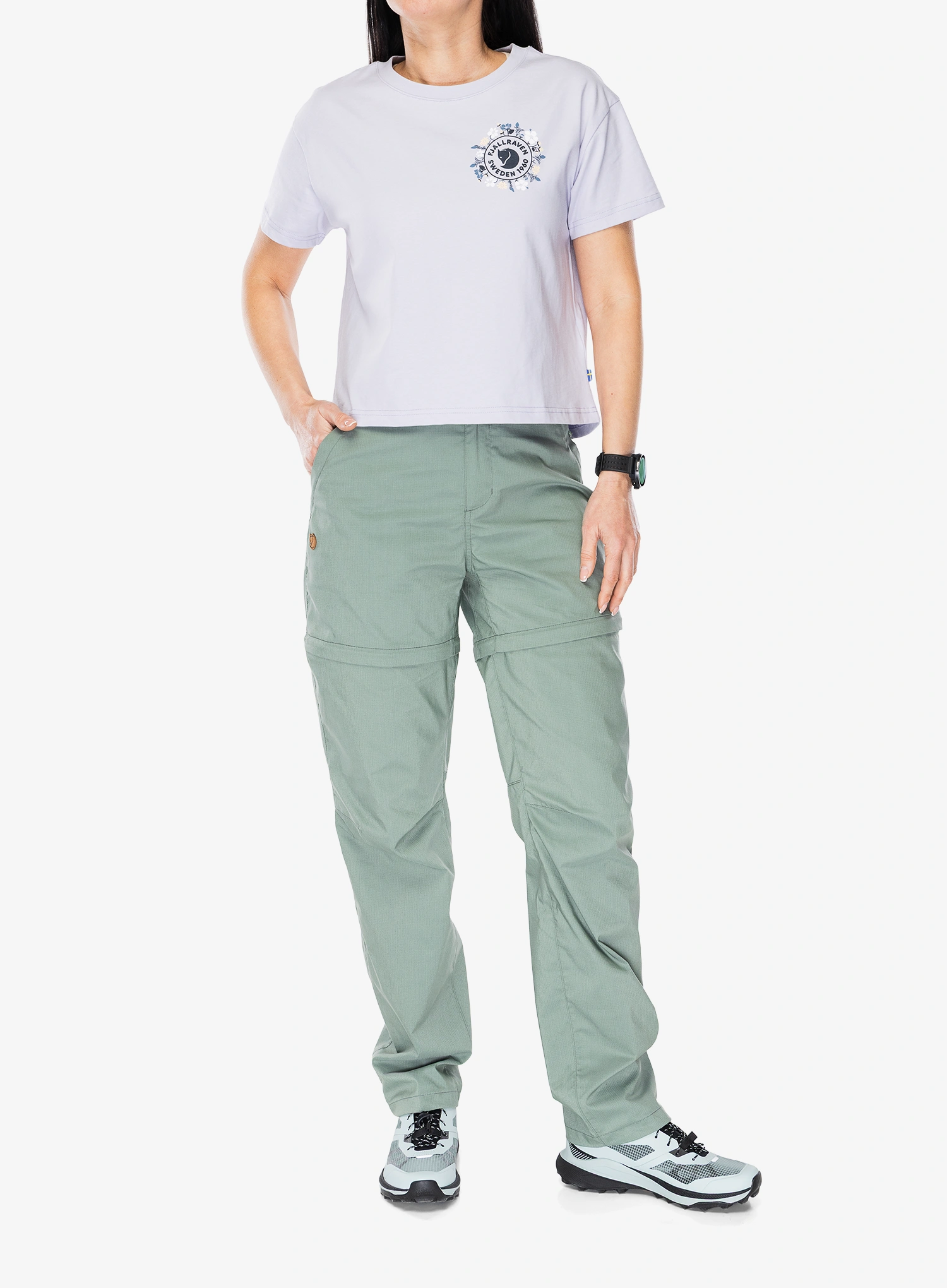 Bavlnené tričko dámske Fjallraven Fjallblomster Logo T-shirt - lavender mist