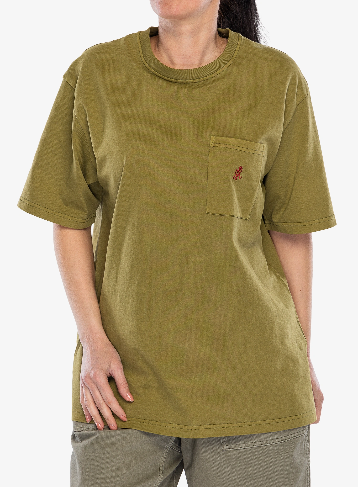 Bavlnené tričko Gramicci One Point Tee Pigment Dyed - pistachio pigment