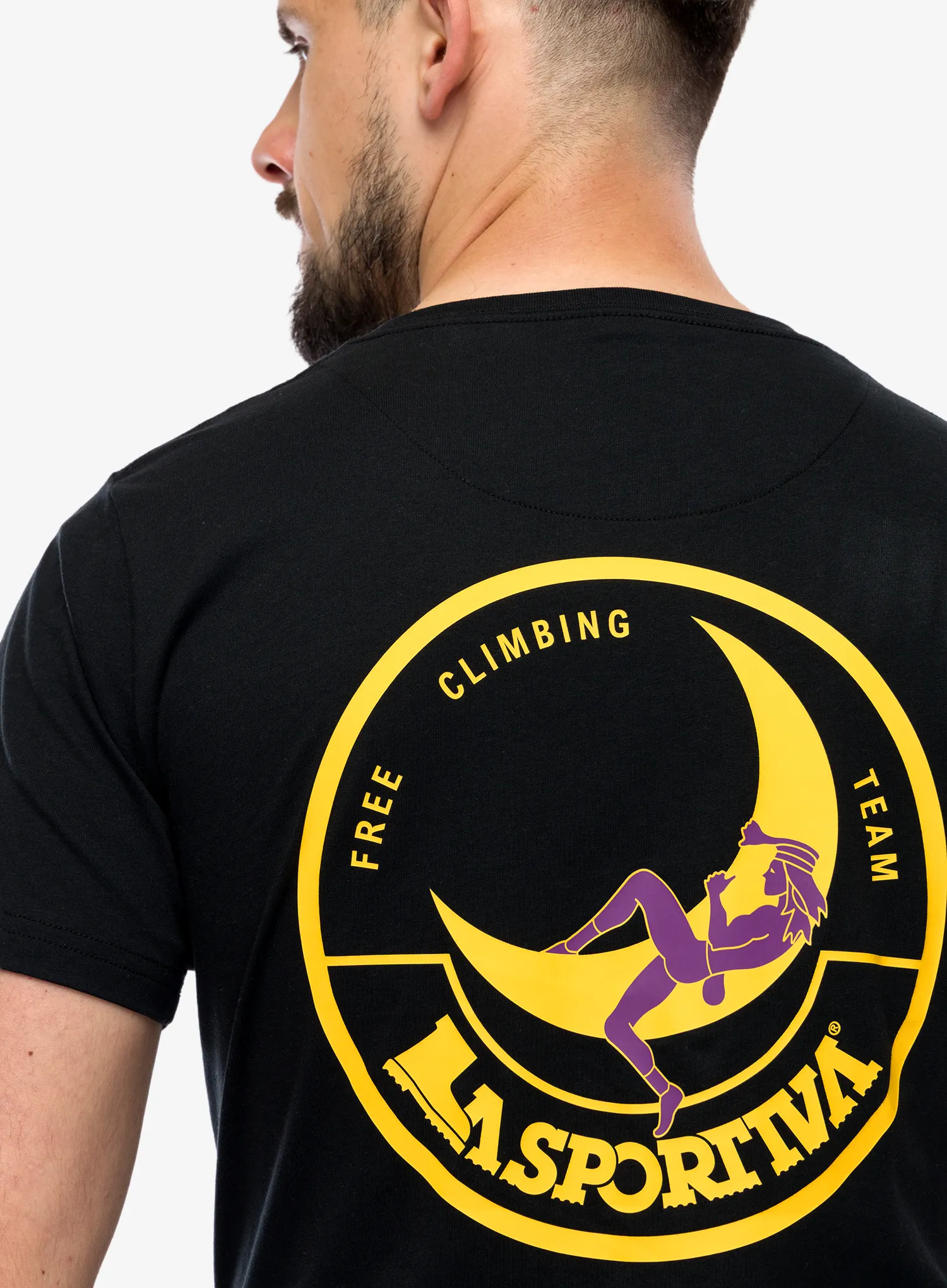 Bavlnené tričko La Sportiva Climbing on the Moon T-Shirt - black/yellow