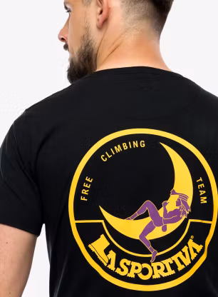 Bavlnené tričko La Sportiva Climbing on the Moon T-Shirt - black/yellow