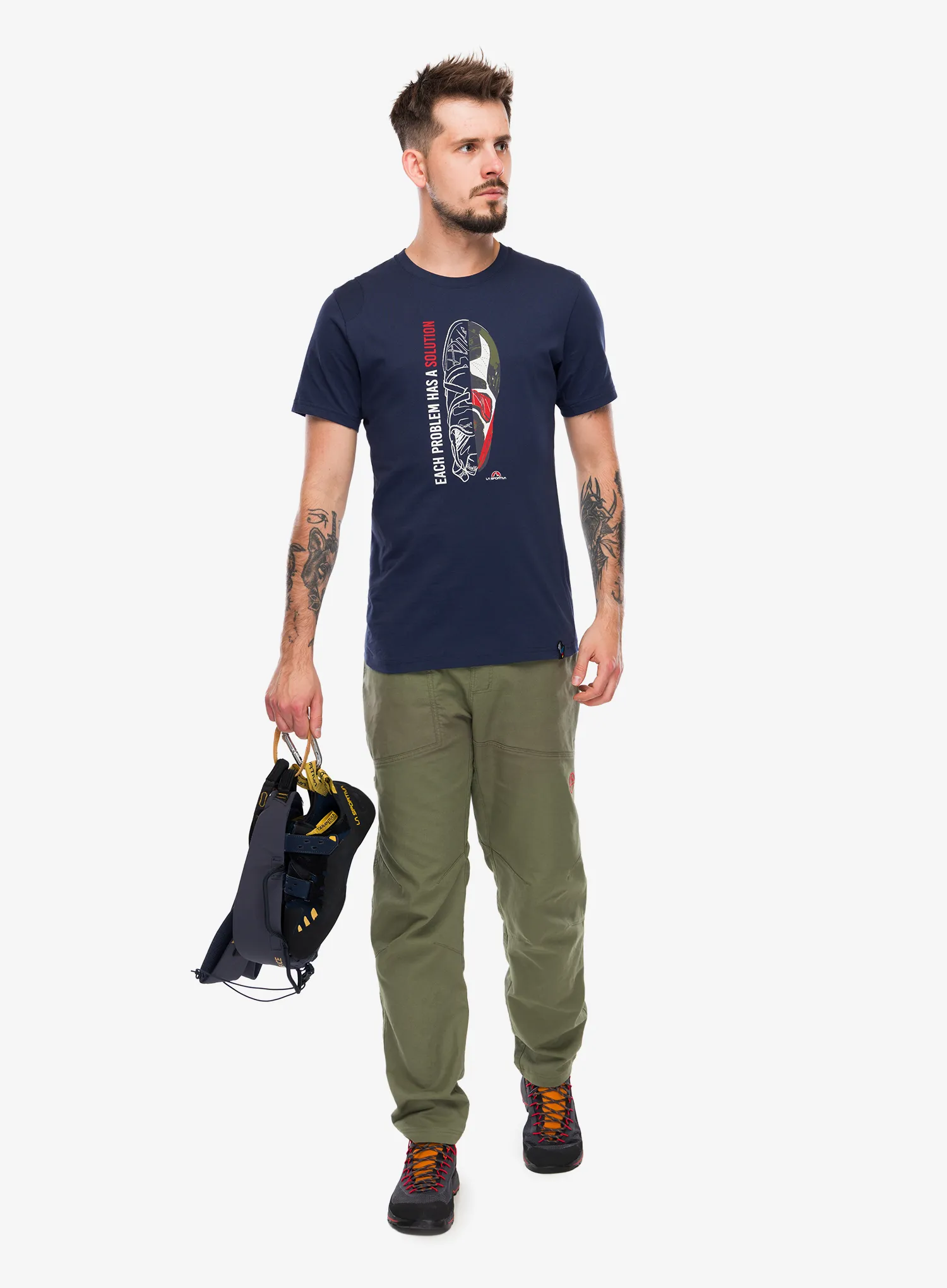 Bavlnené tričko La Sportiva Solution T-Shirt - night sky/mountain red