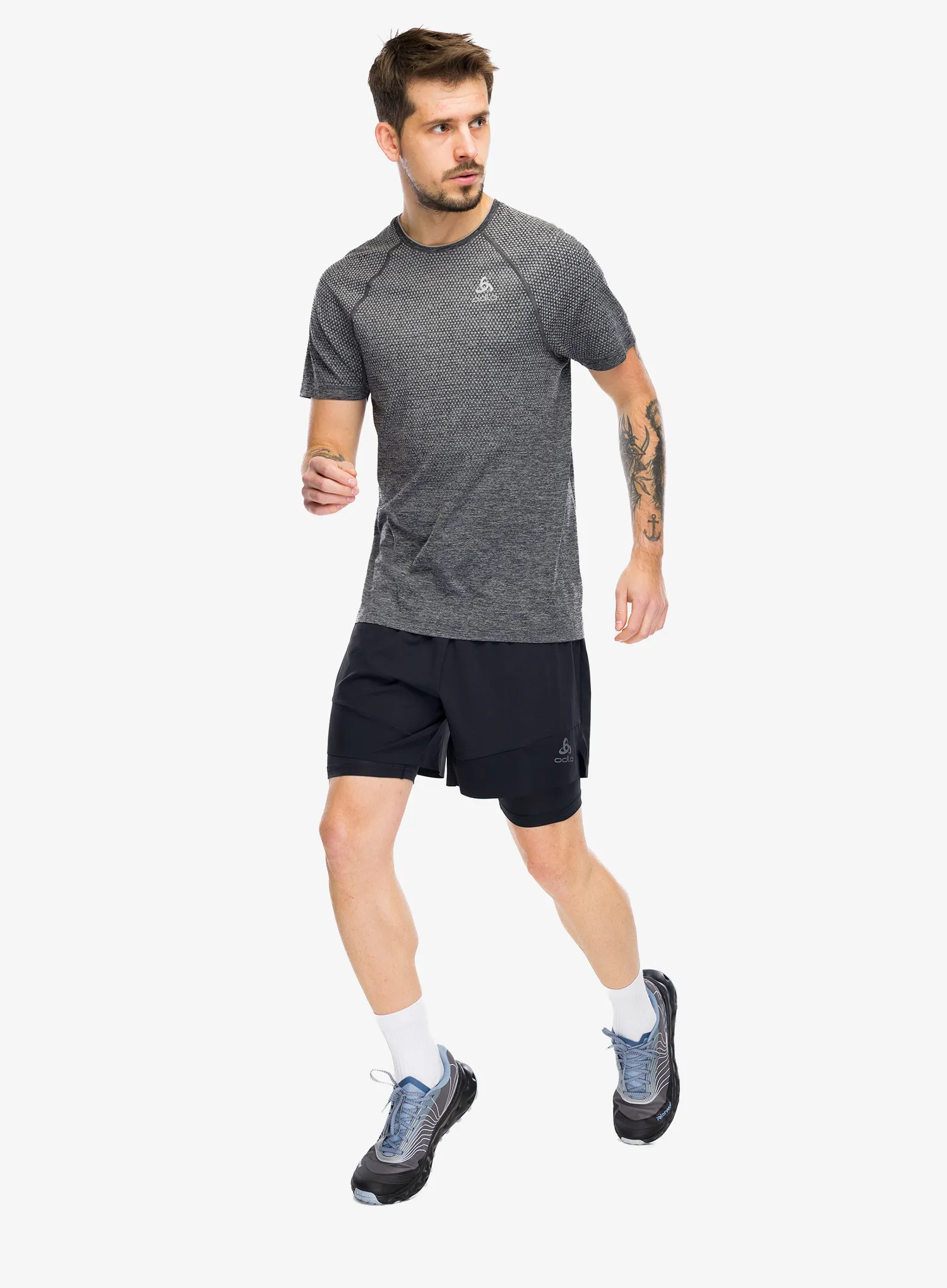 Bežecké tričko Odlo Essential Seamless Crew Neck S/S - grey melange