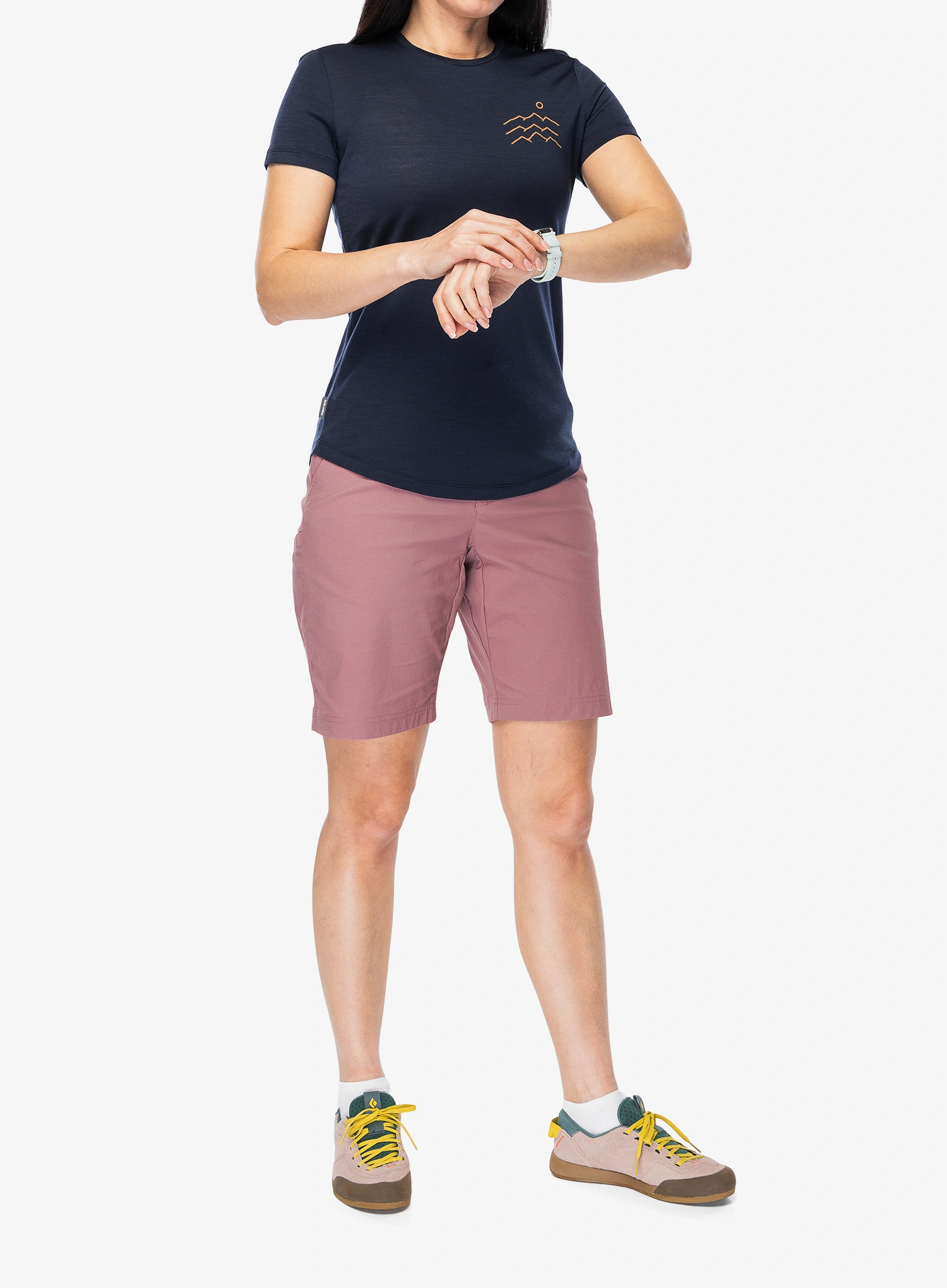 Dámske tričko Icebreaker Merino 125 Cool-Lite Sphere SS Tee Across The Peaks - midnight navy