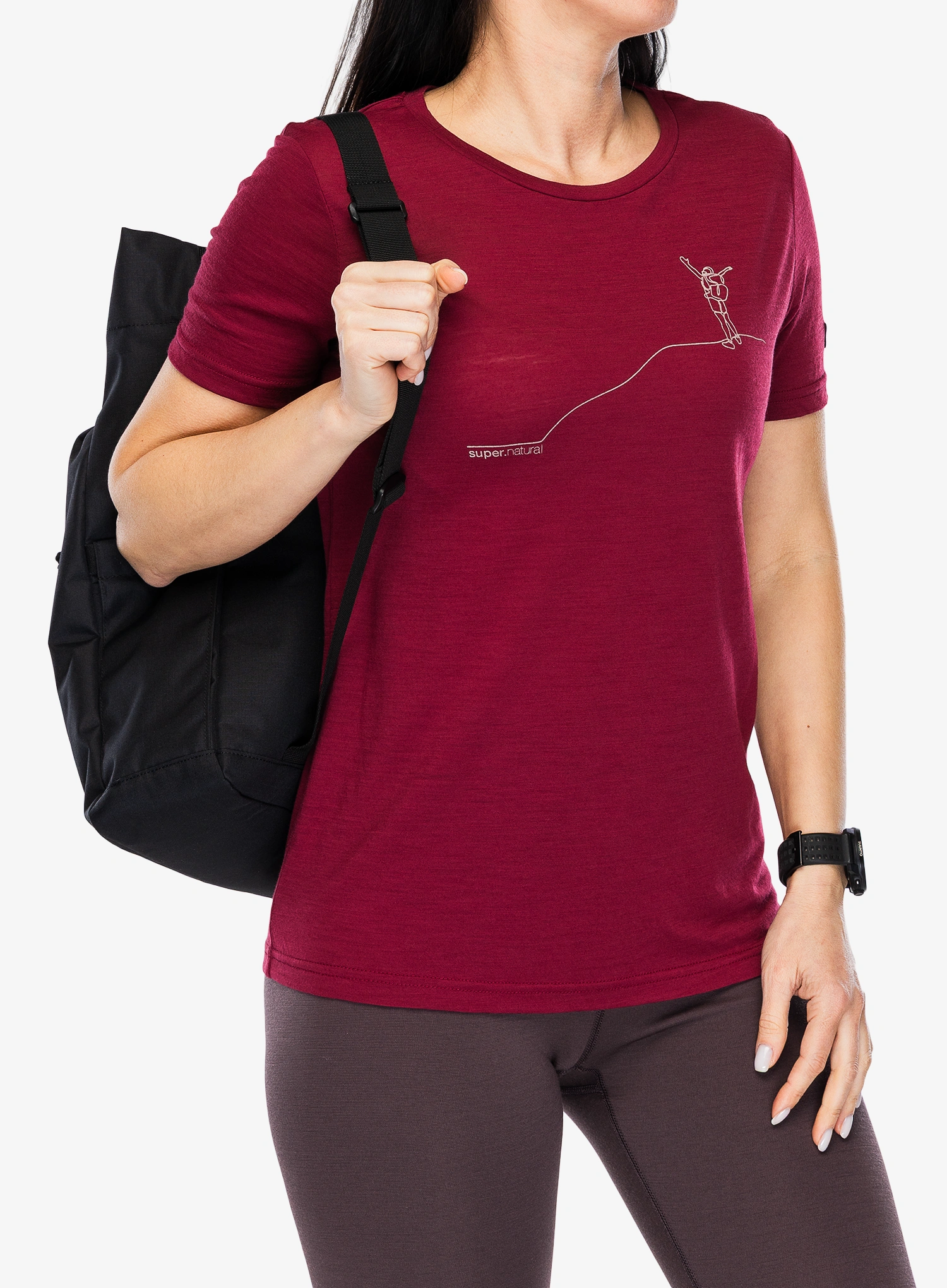 Dámske tričko Super.natural Berggluck Tee - beet red/feather grey