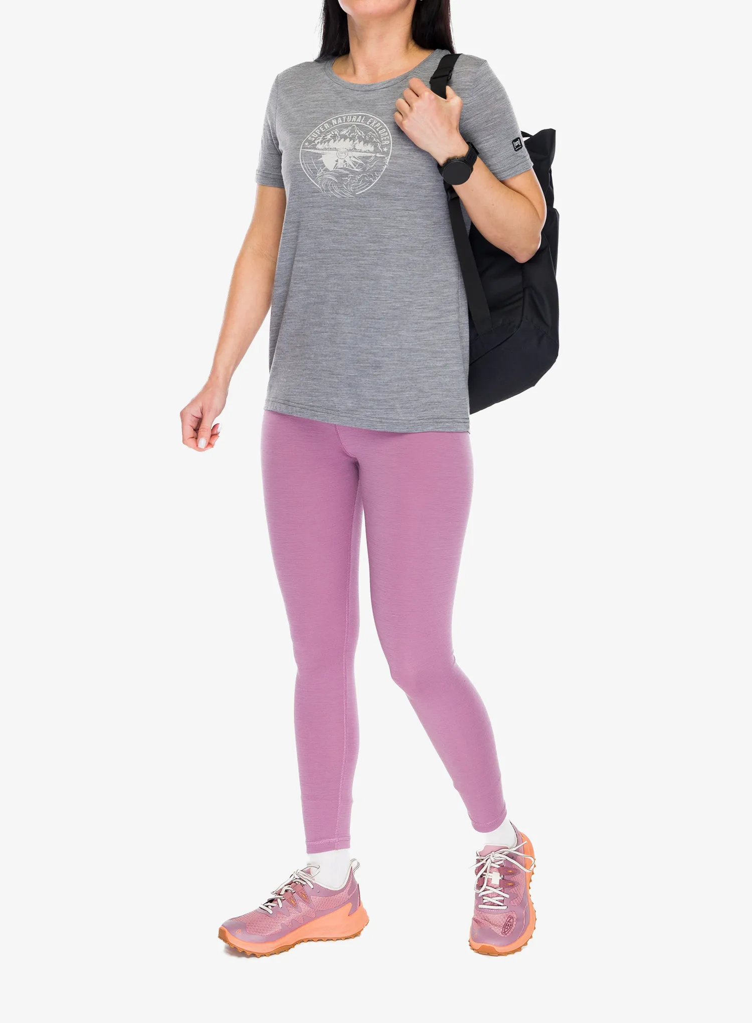 Dámske tričko Super.natural Exploring TEE - cashmere grey mel/wht stone