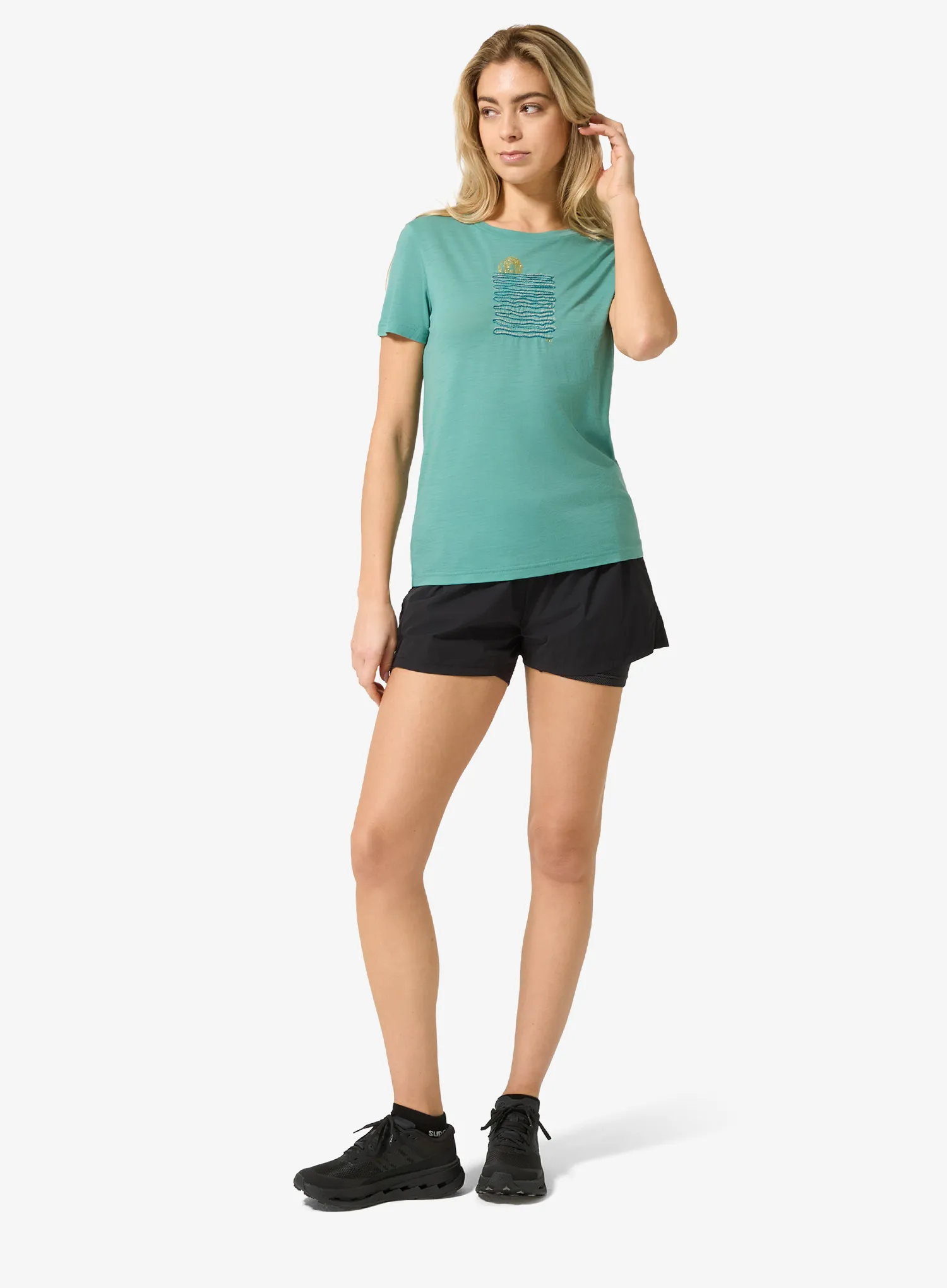 Dámske tričko Super.natural Sea Line Tee - lagoon green/various