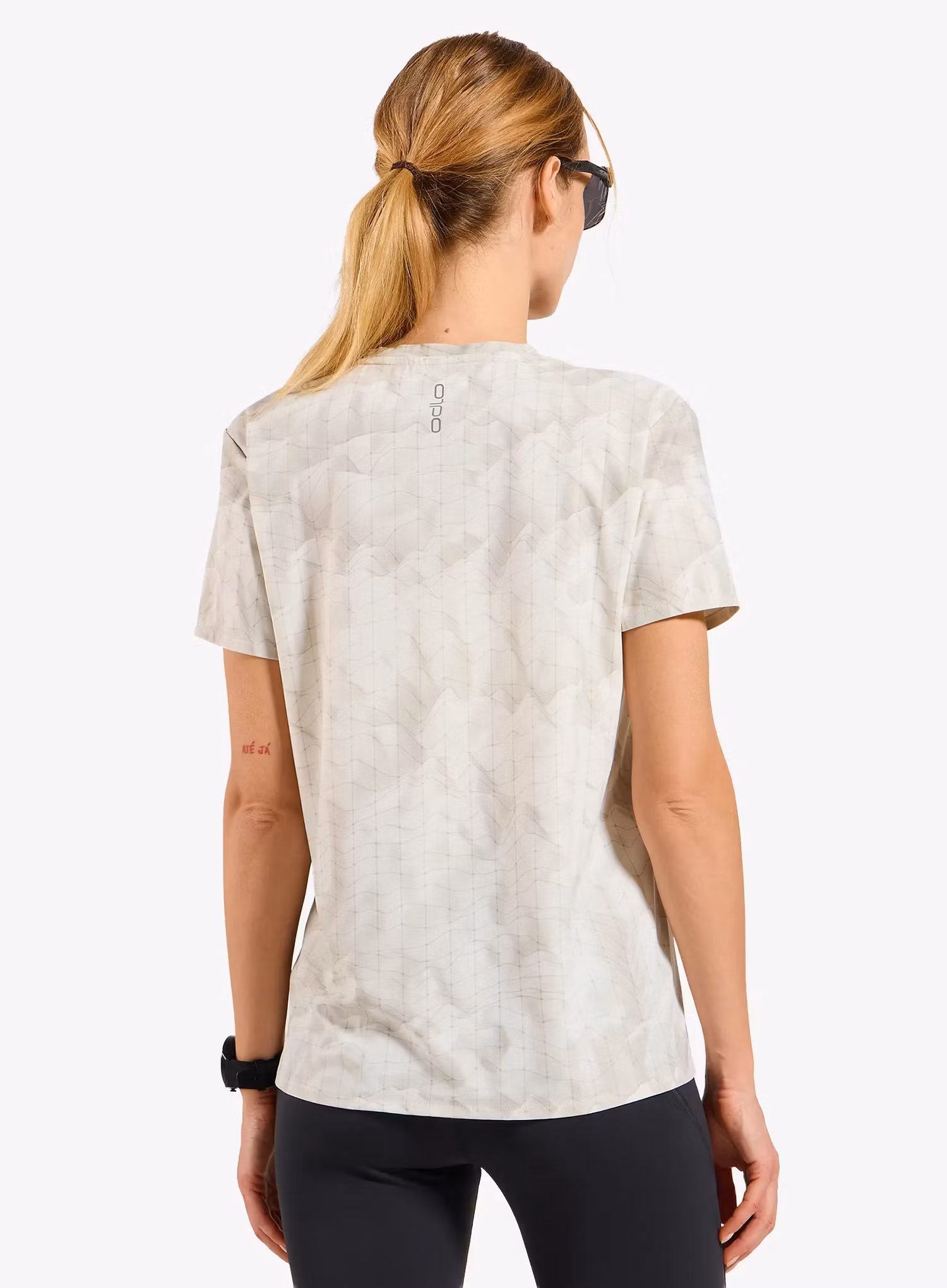 Bežecké tričko dámske Odlo Zeroweight Chill-Tec Print Crew Neck S/S - gardenia